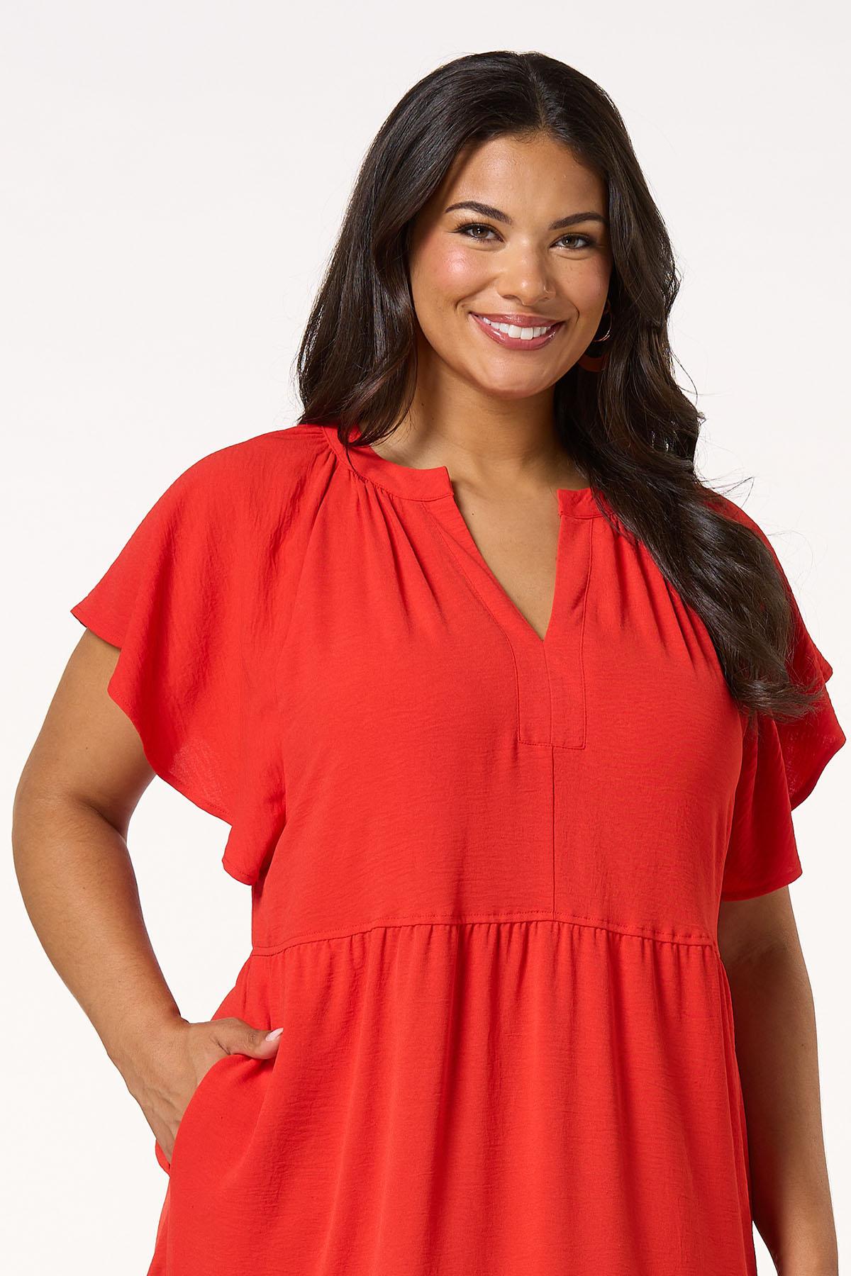  Cato Fashions | Cato Plus Size Tiered Flutter Sleeve Midi Dress