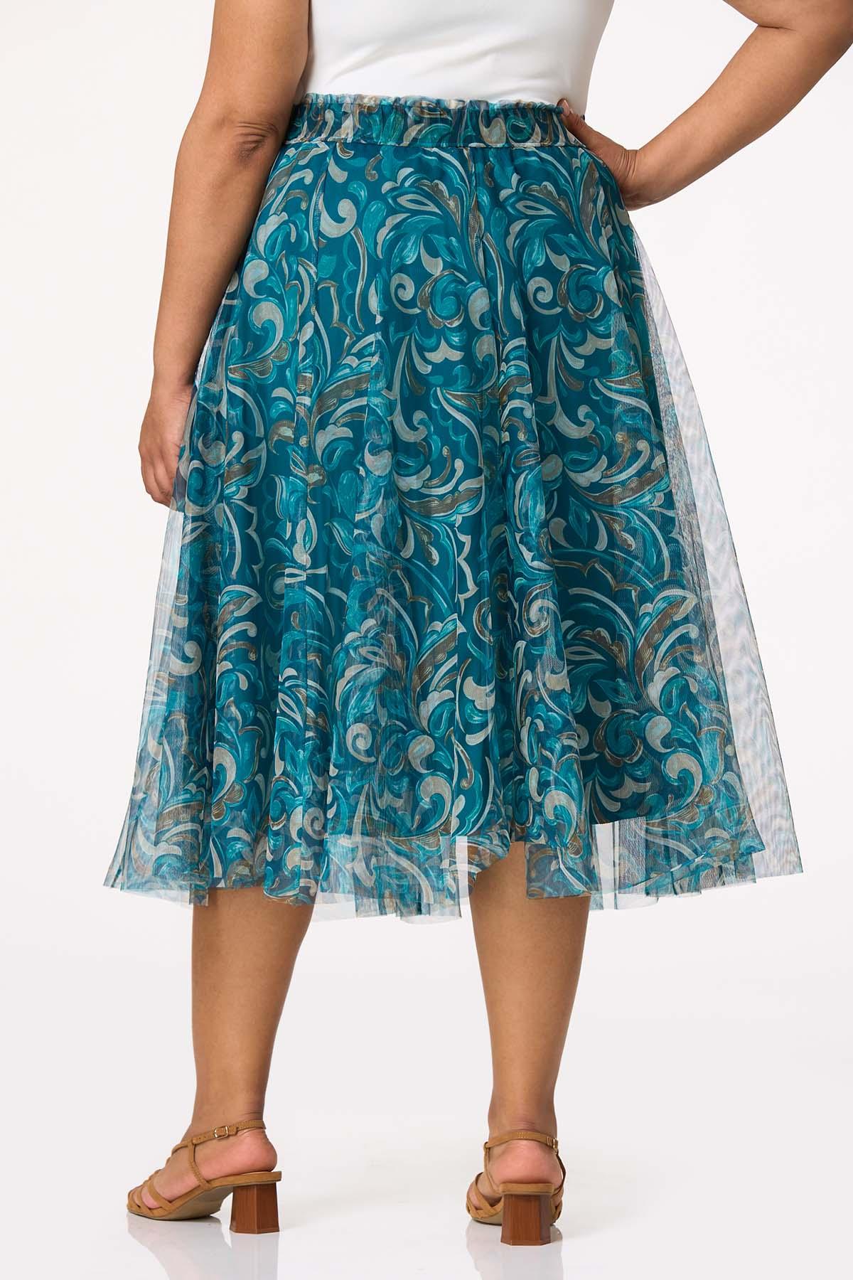 Cato Fashions | Cato Plus Size Mesh Scroll Midi Skirt