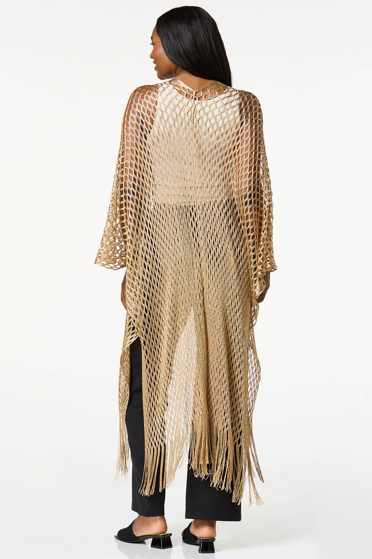  Cato Fashions | Cato Open Weave Metallic Cover- Up