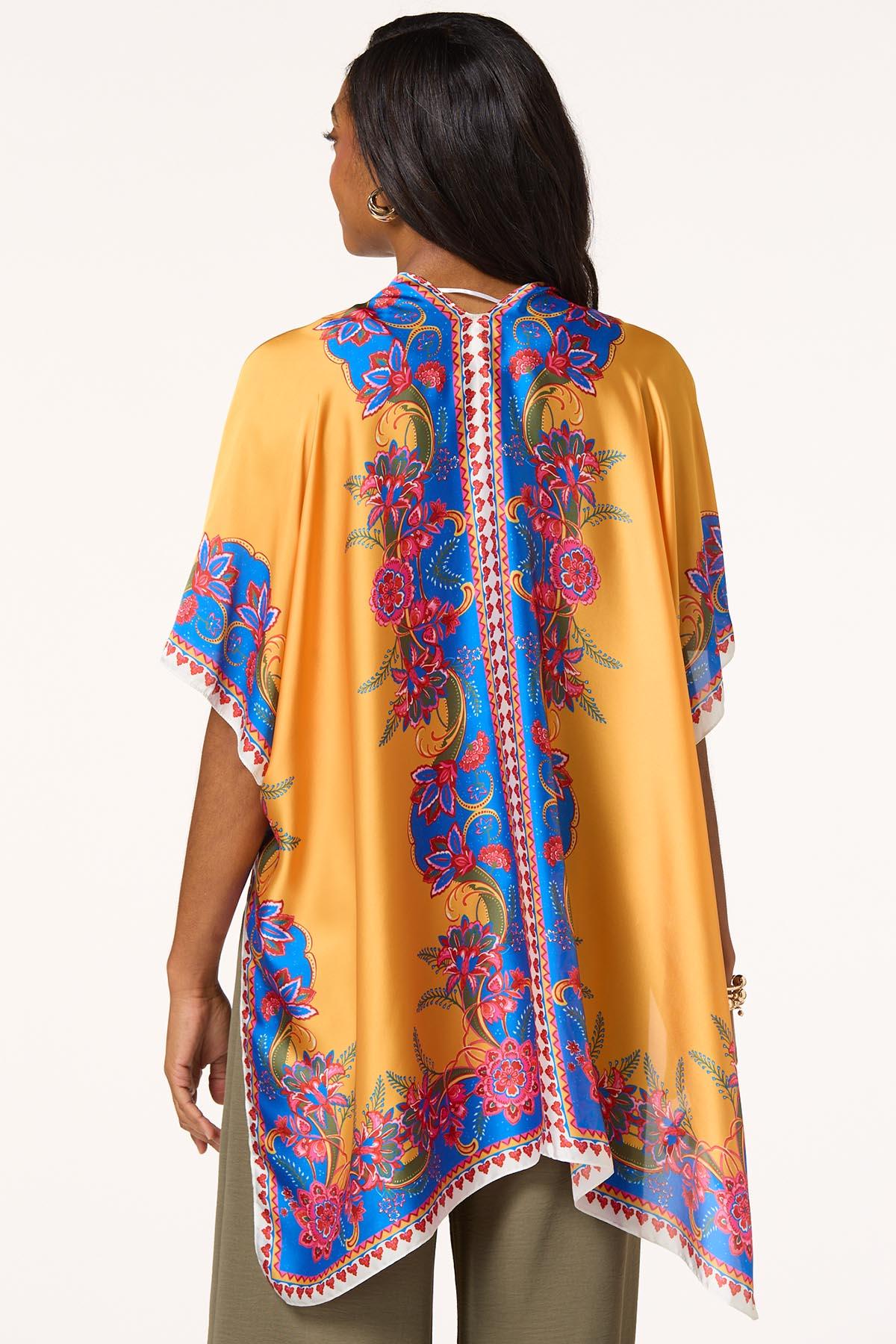 Cato Fashions | Cato Floral Placement Silky Kimono