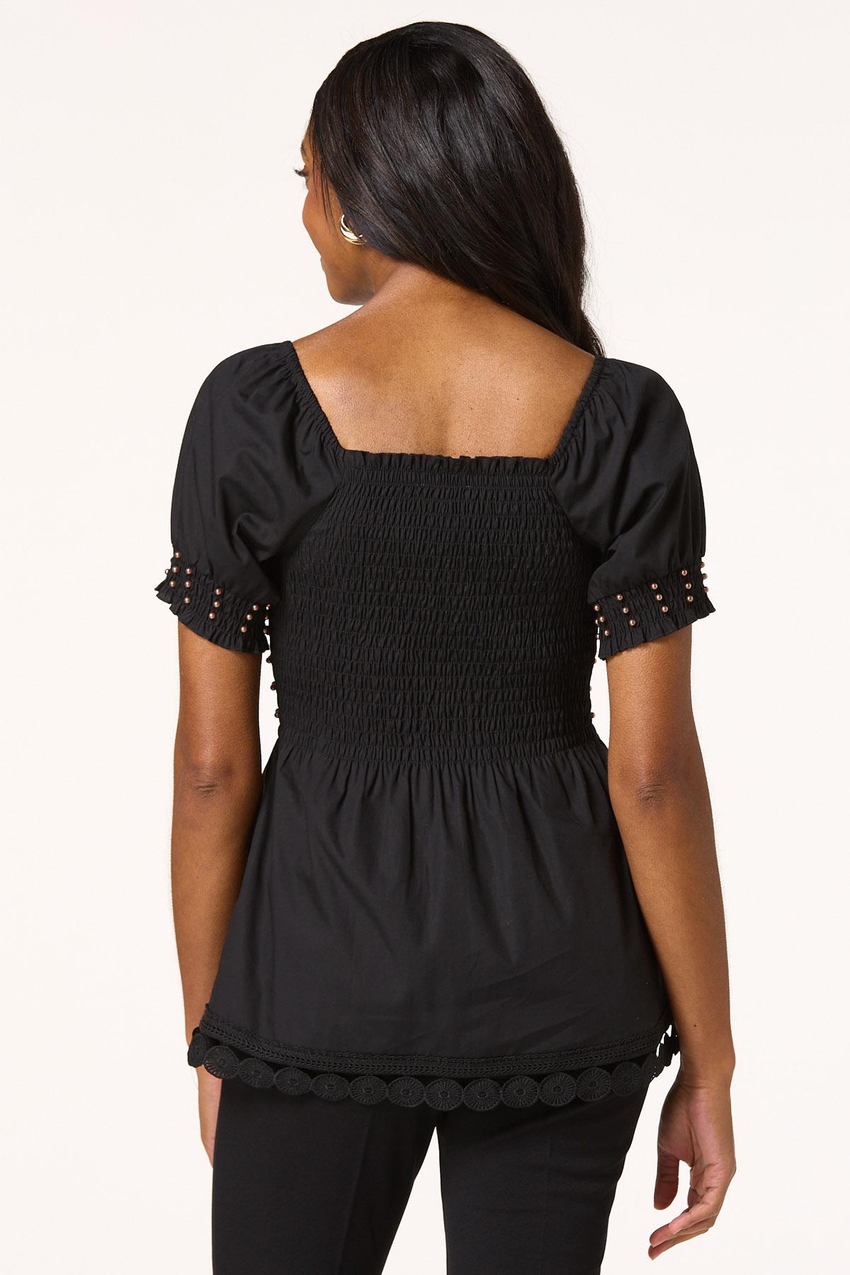 Cato Fashions | Cato Smocked Bead Embellished Top