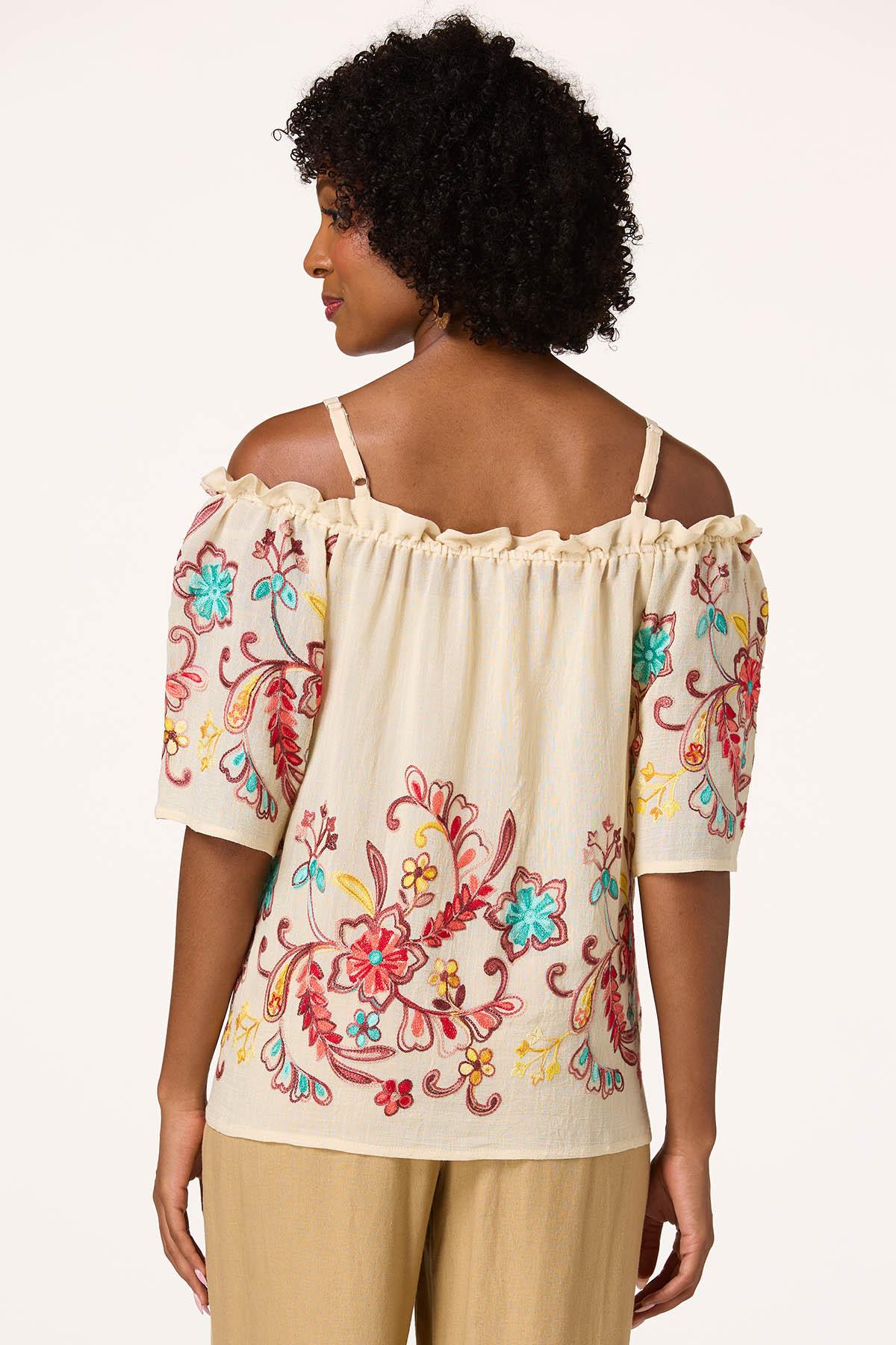 Cato Fashions | Cato Embroidered Cold Shoulder Top