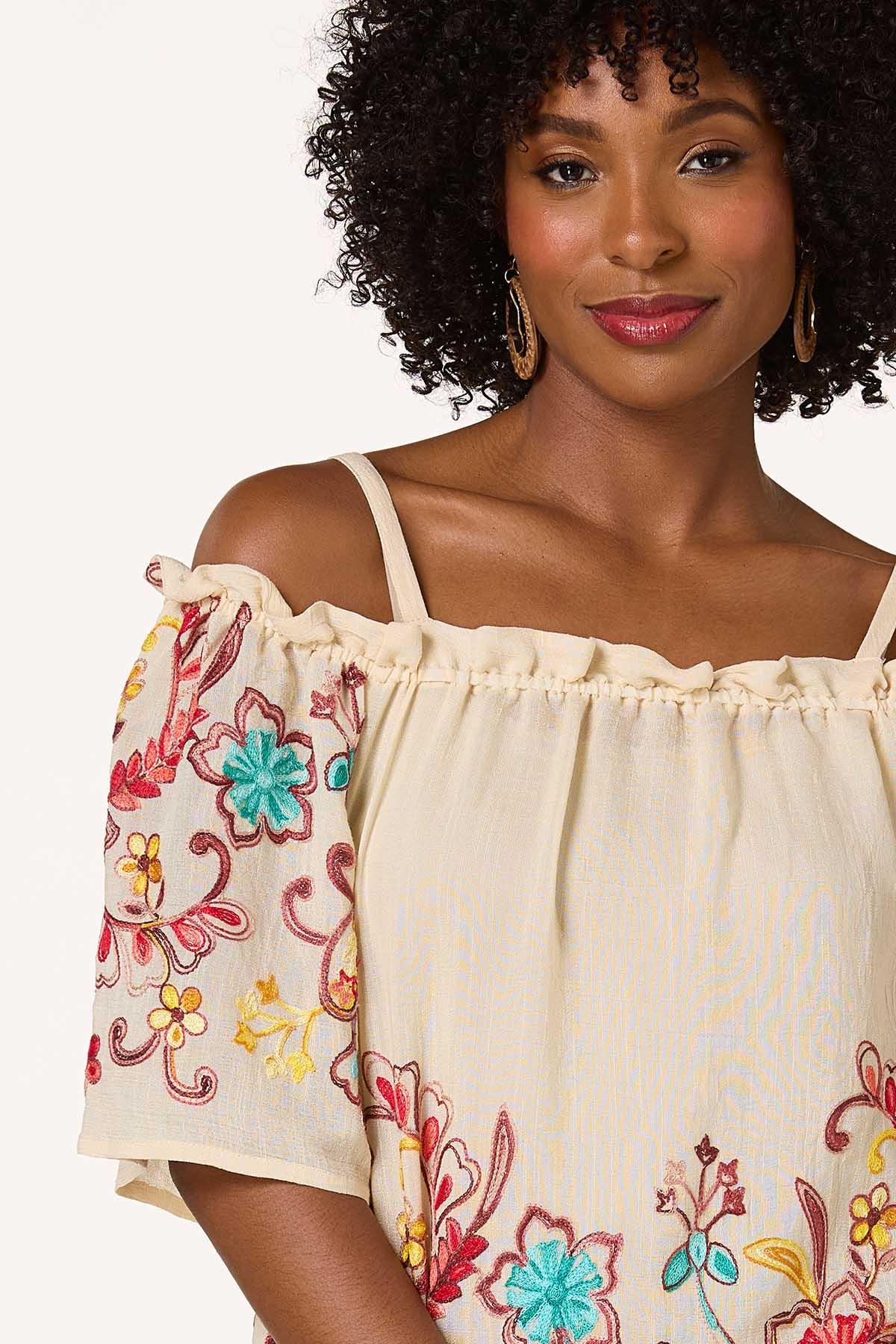 Cato Fashions | Cato Embroidered Cold Shoulder Top