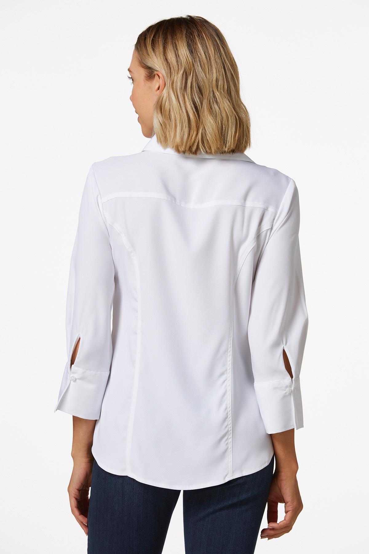 cATOホワイト Cato Fashions | Cato Button Down Back Solid White Top