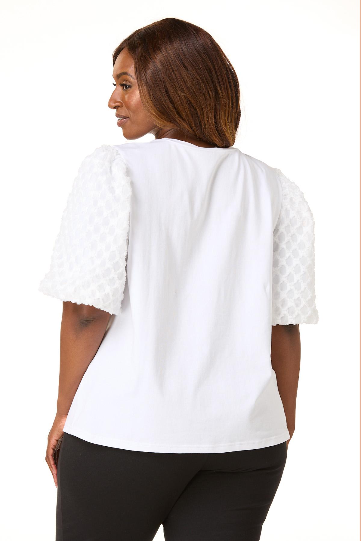 Cato Fashions | Cato Plus Size Embellished Textured Sleeve Top