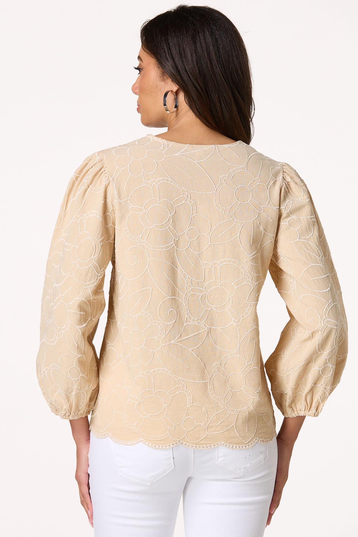  Cato Fashions | Cato Floral Embroidered Balloon Sleeve Top