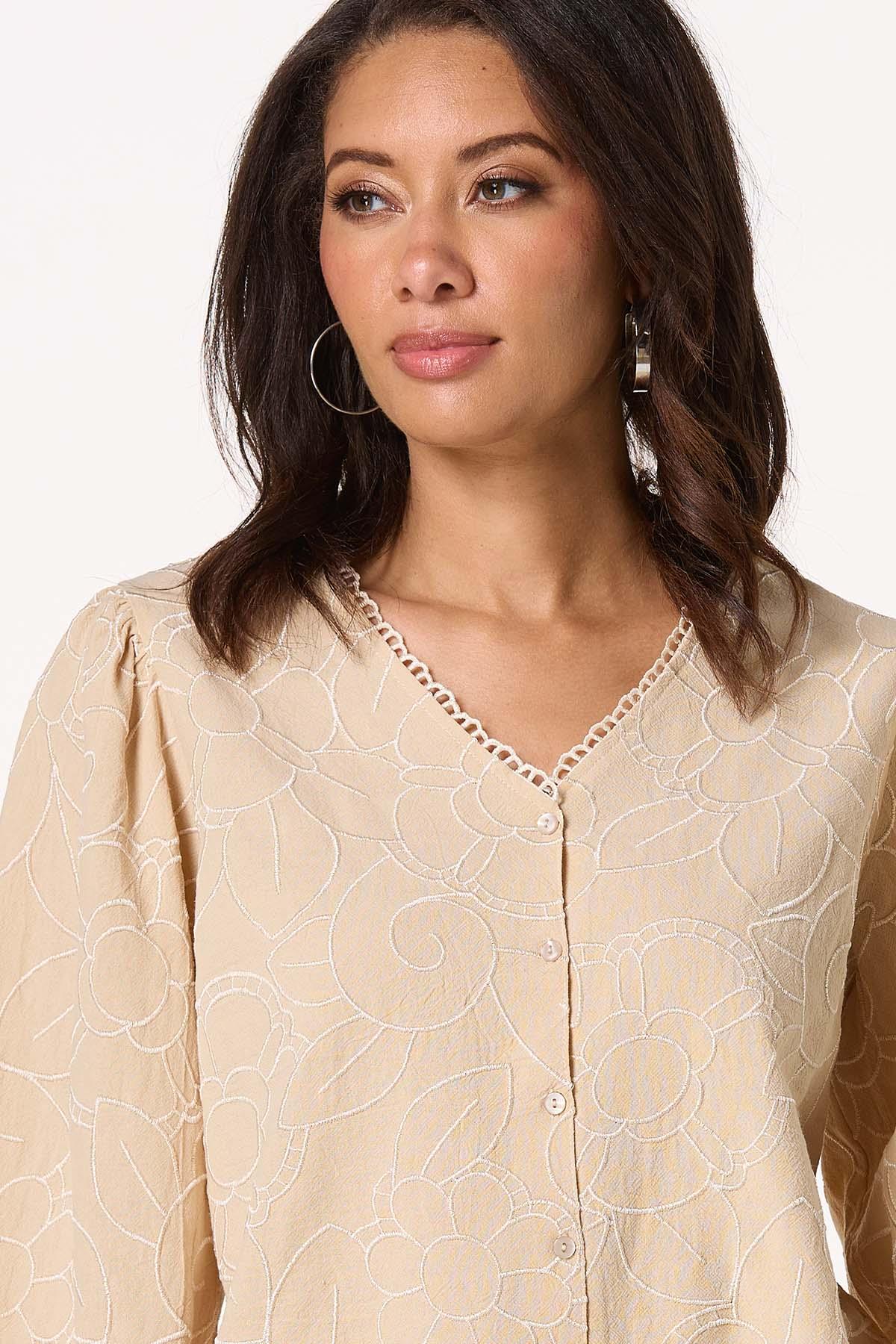 トップス muguet flower embroidery balloon tops flower embroidery balloon tops