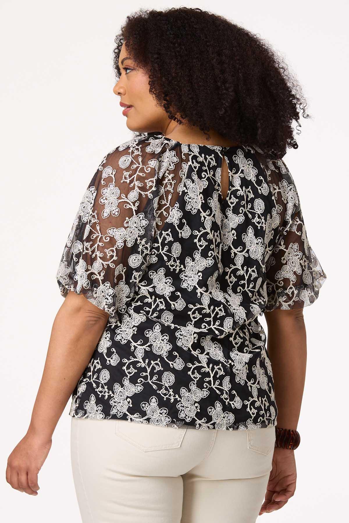 Cato Fashions | Cato Plus Size Black White Embroidered