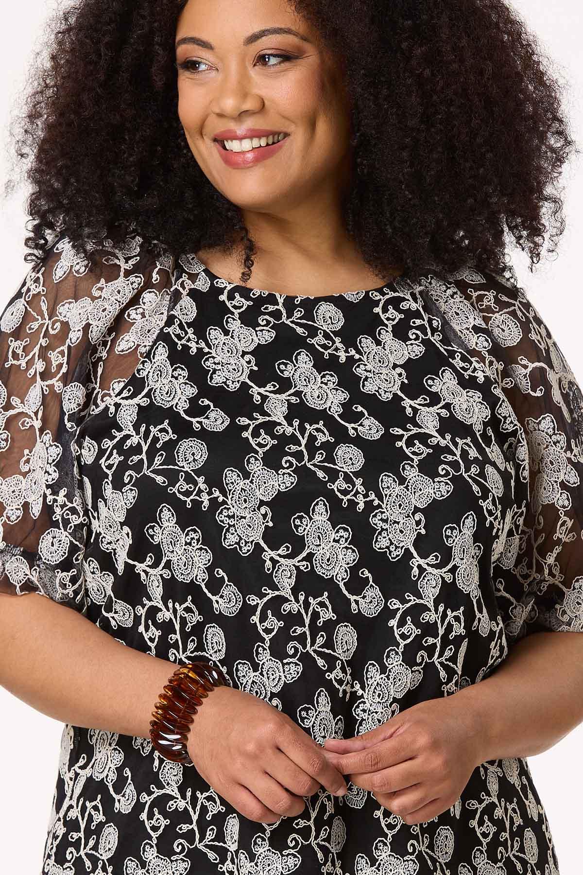 Cato Fashions | Cato Plus Size Black White Embroidered
