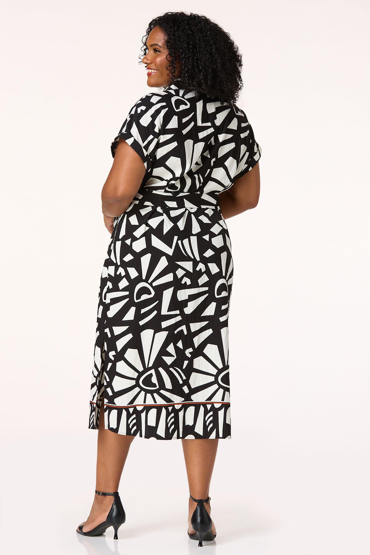  Cato Fashions | Cato Plus Size Black White Geo Midi Dress