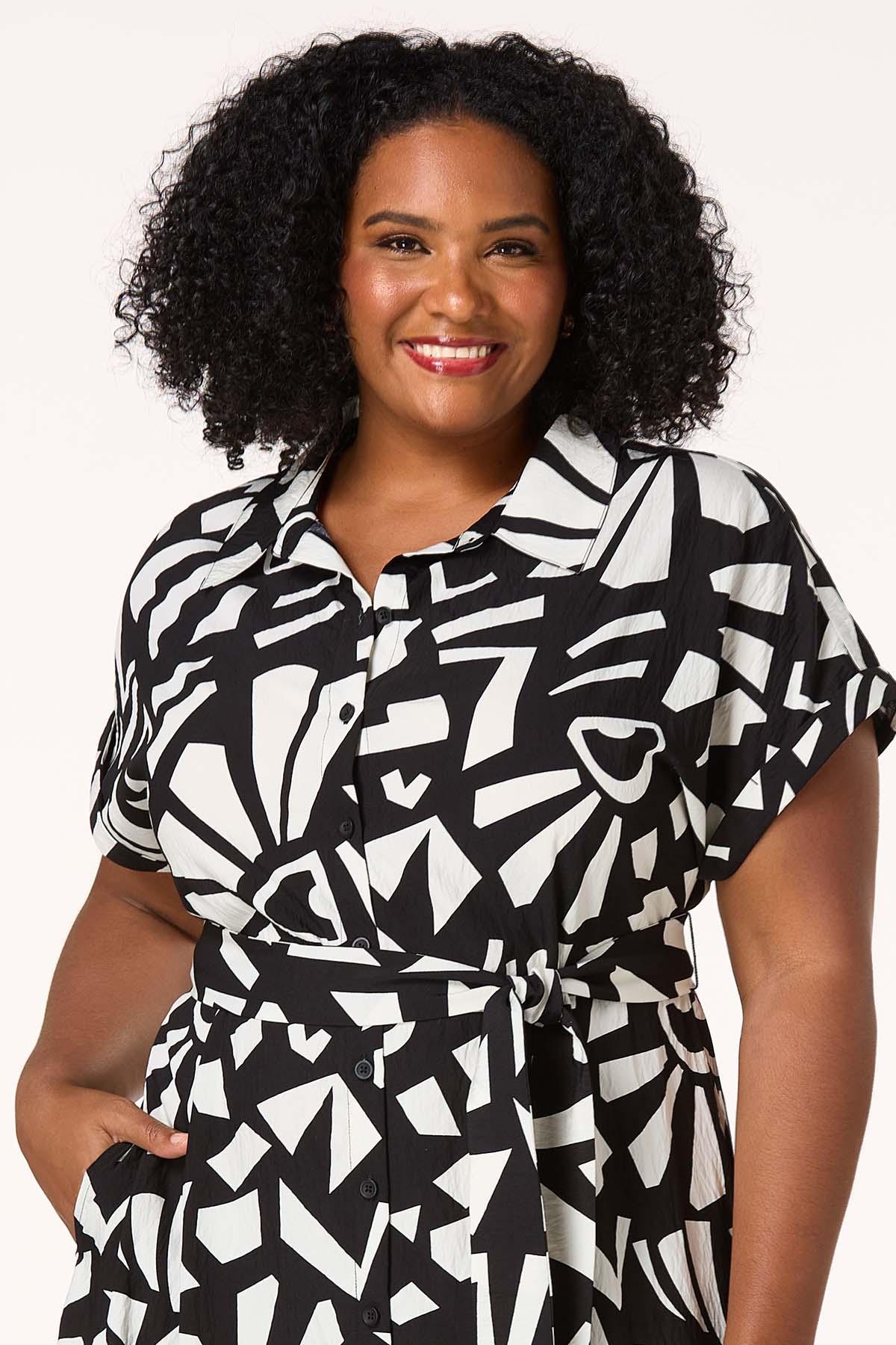  Cato Fashions | Cato Plus Size Black White Geo Midi Dress