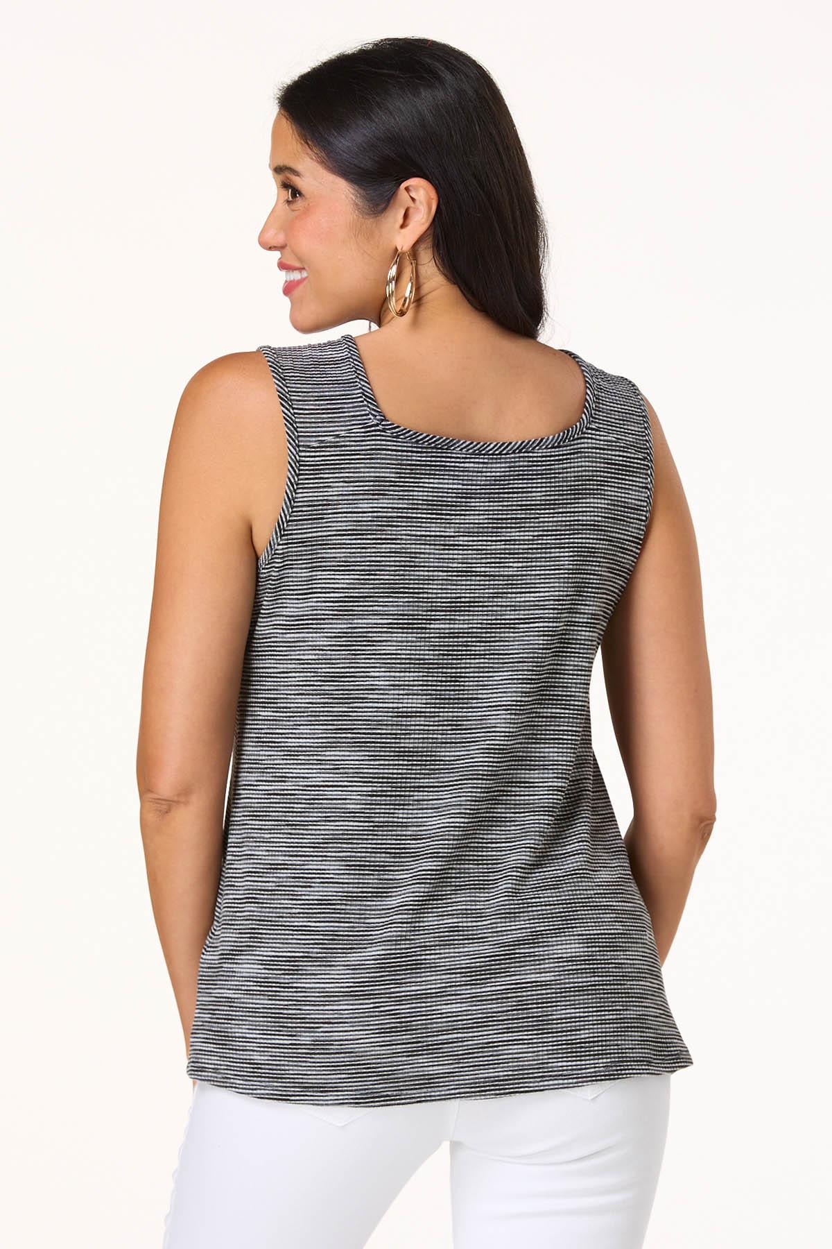  Cato Fashions | Cato Black White Bow Knit Tank