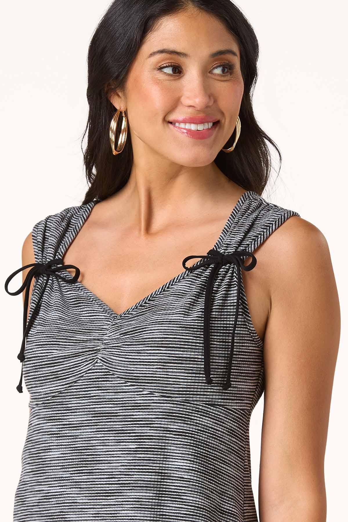  Cato Fashions | Cato Black White Bow Knit Tank