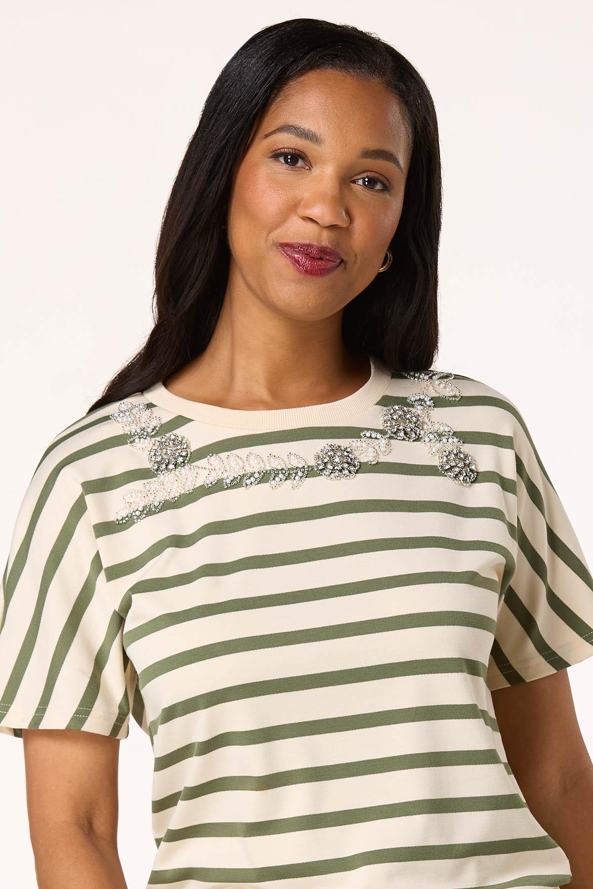  Cato Fashions | Cato Embellished Striped Top
