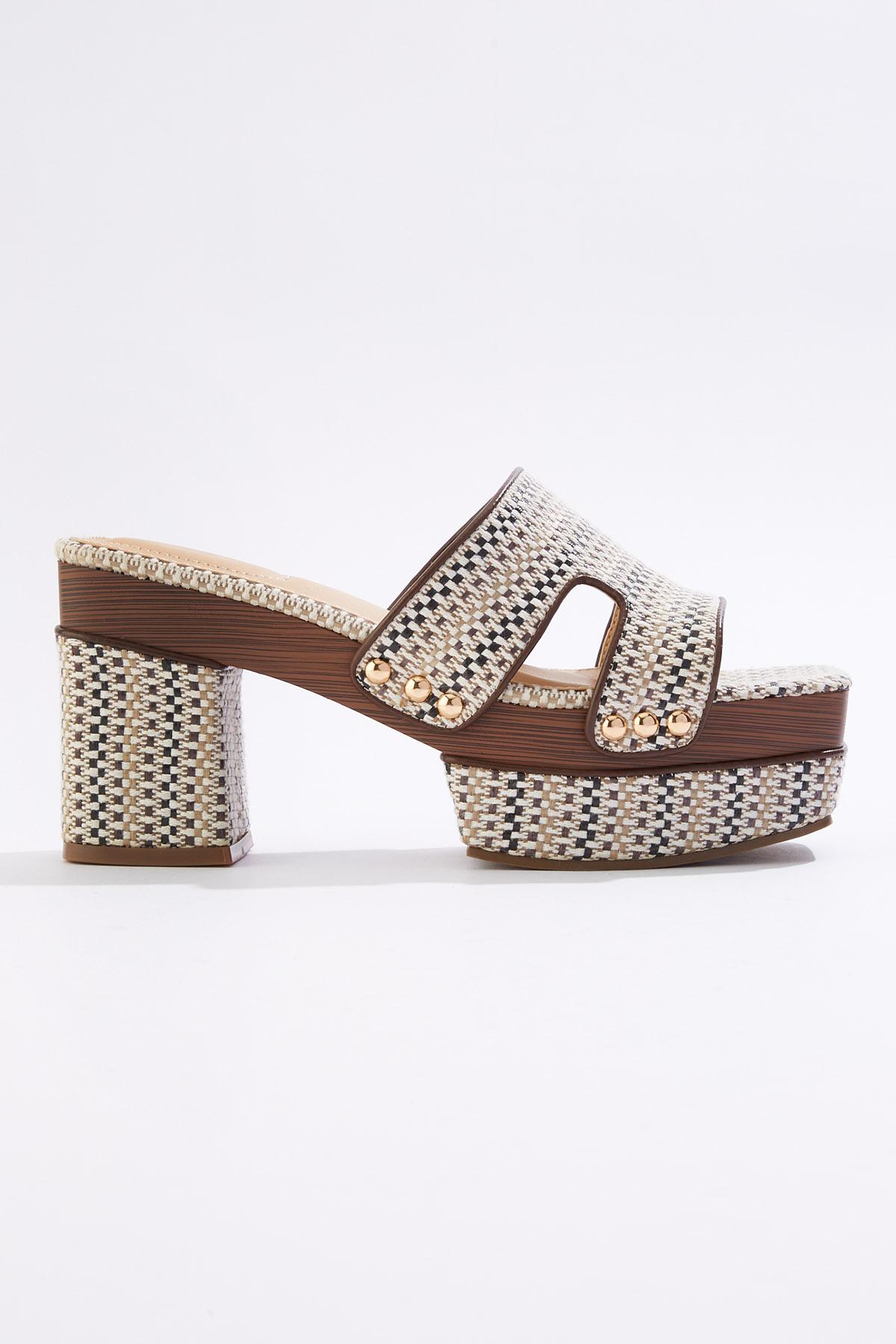 Cato Fashions | Cato Raffia Platform Slide Sandals