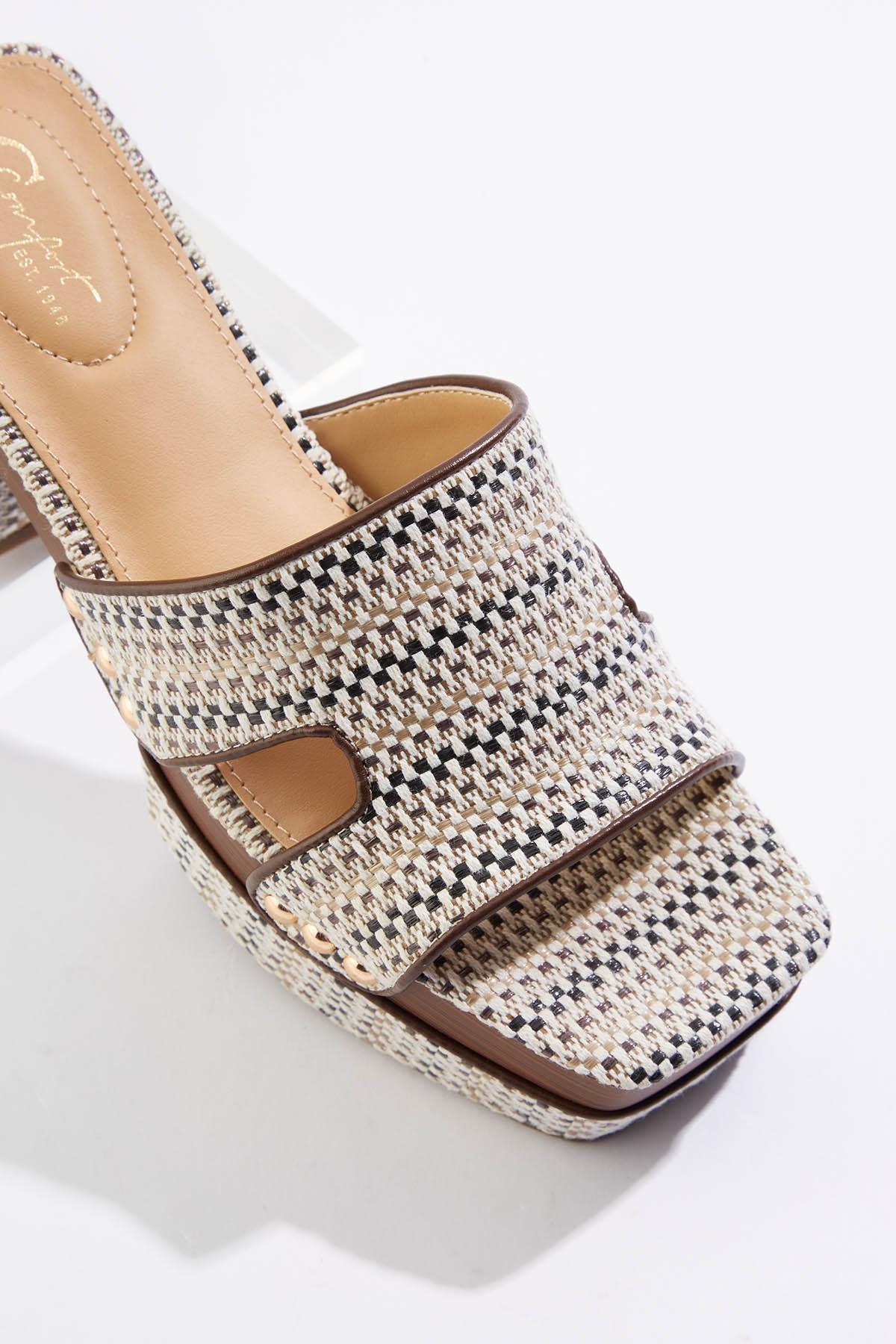 Cato Fashions | Cato Raffia Platform Slide Sandals