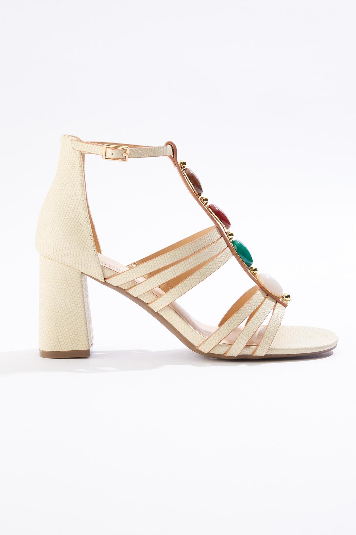 Cato Fashions | Cato Multi Stone T- Strap Heeled Sandals