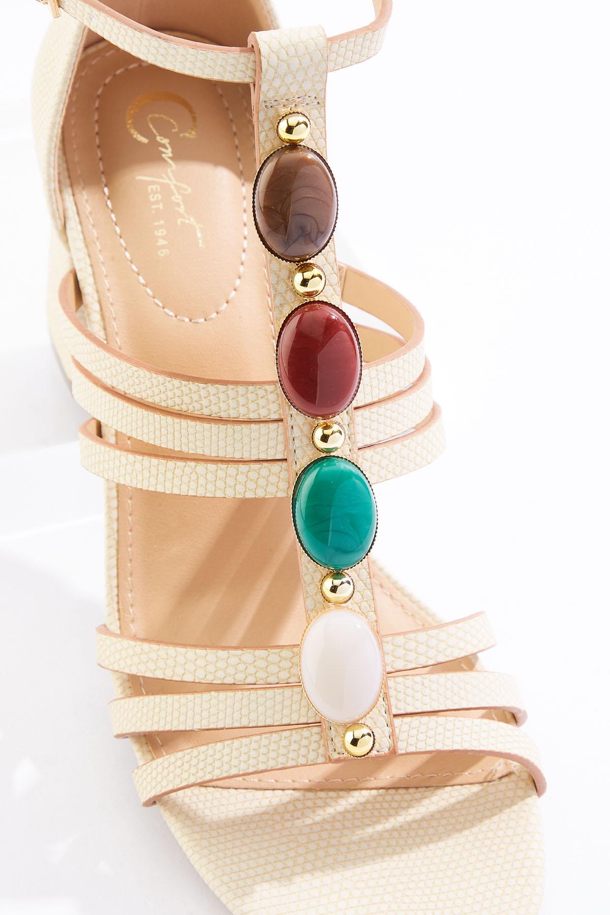 Cato Fashions | Cato Multi Stone T- Strap Heeled Sandals