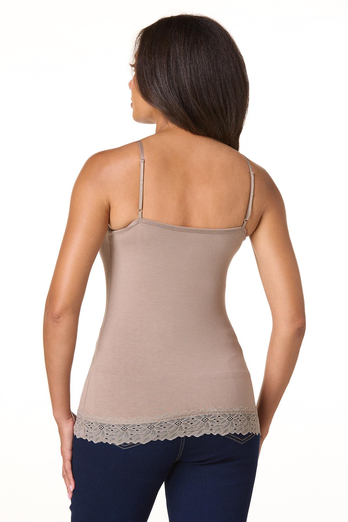 トップス THEREDTHREAD lace trim layer cami Sheer Rib Lace Trim Cami Top Gray | Garage
