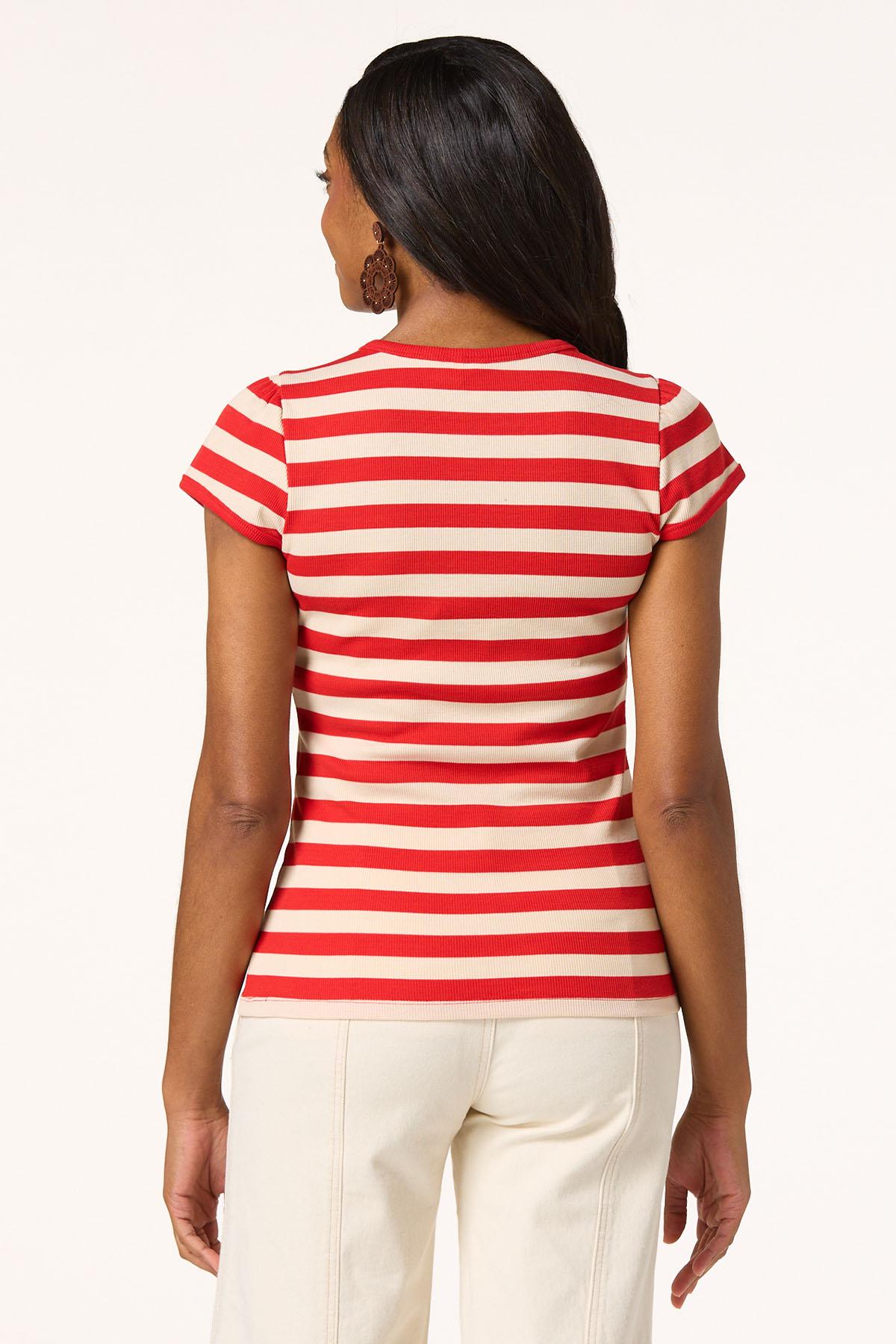  Cato Fashions | Cato Red White Striped Crew Top