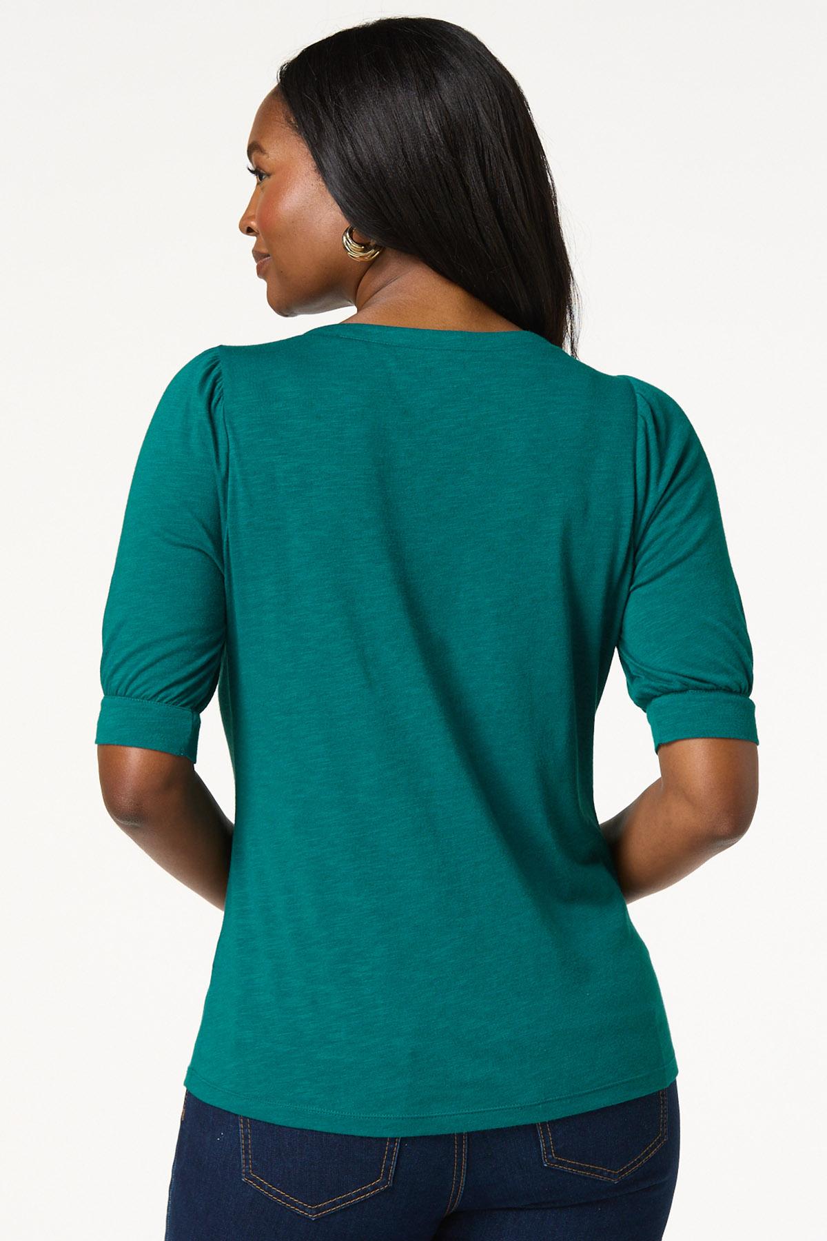 Cato Fashions | Cato Puff Sleeve Henley Top