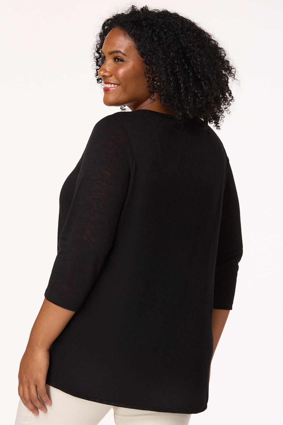 Cato Fashions | Cato Plus Size Solid Cutout Hacci Top
