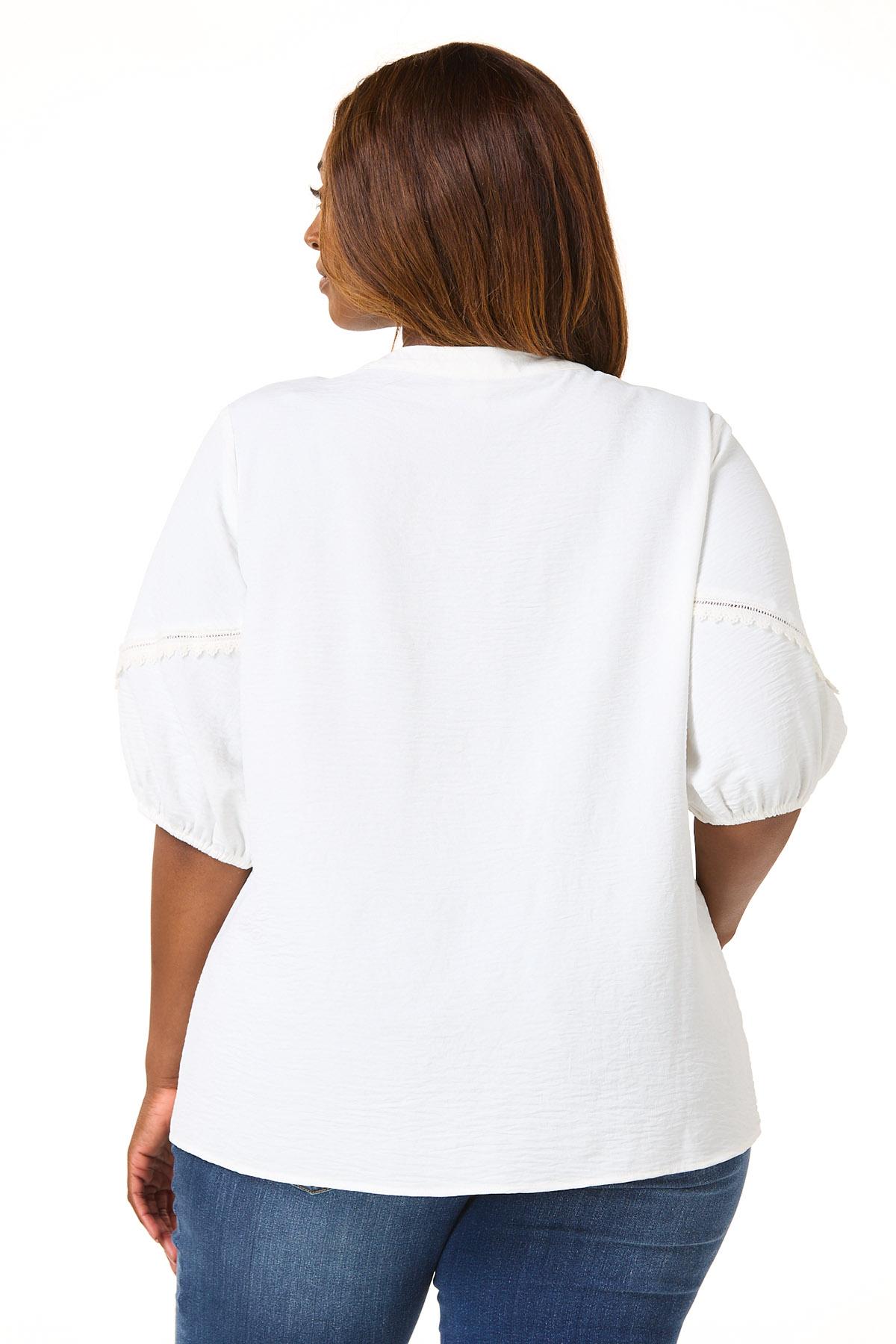  Cato Fashions | Cato Plus Size Crochet Trim Button Down Top