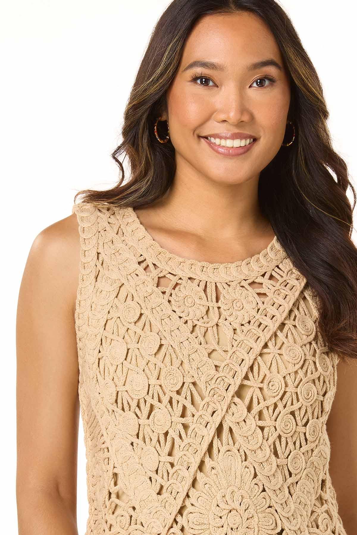  Cato Fashions | Cato Neutral Crochet Tank