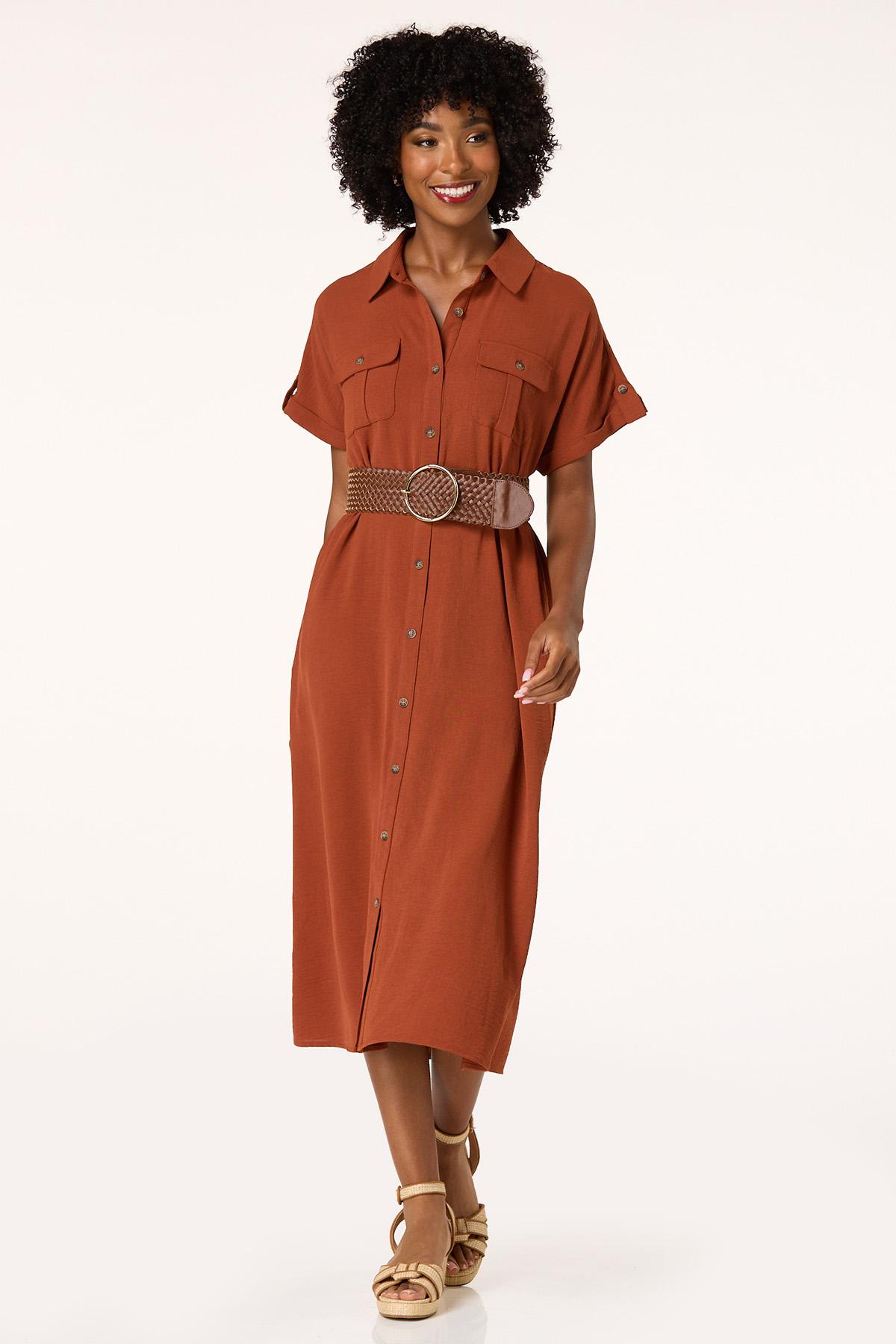  Cato Fashions | Cato Solid Midi Shirt Dress