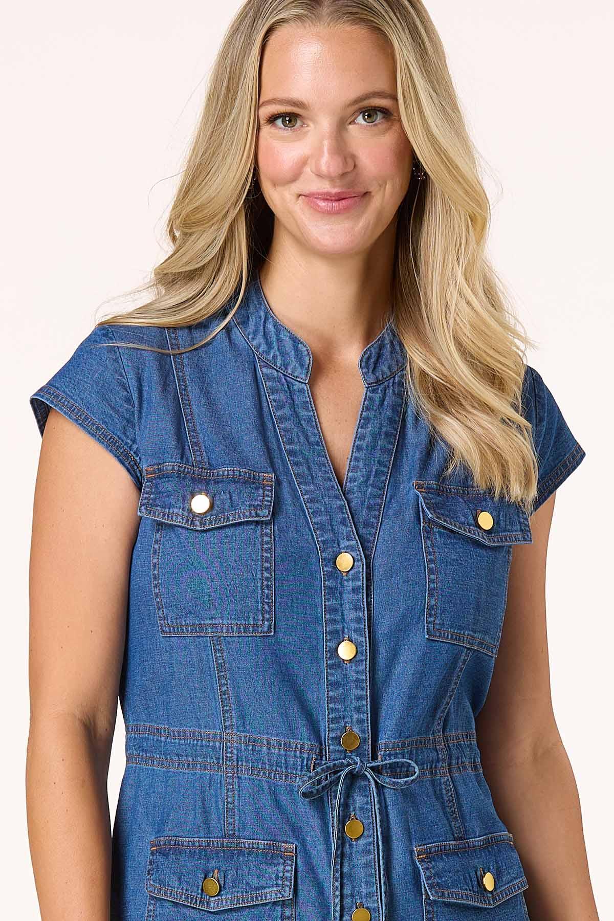  Cato Fashions | Cato Drawstring Waist Denim Dress