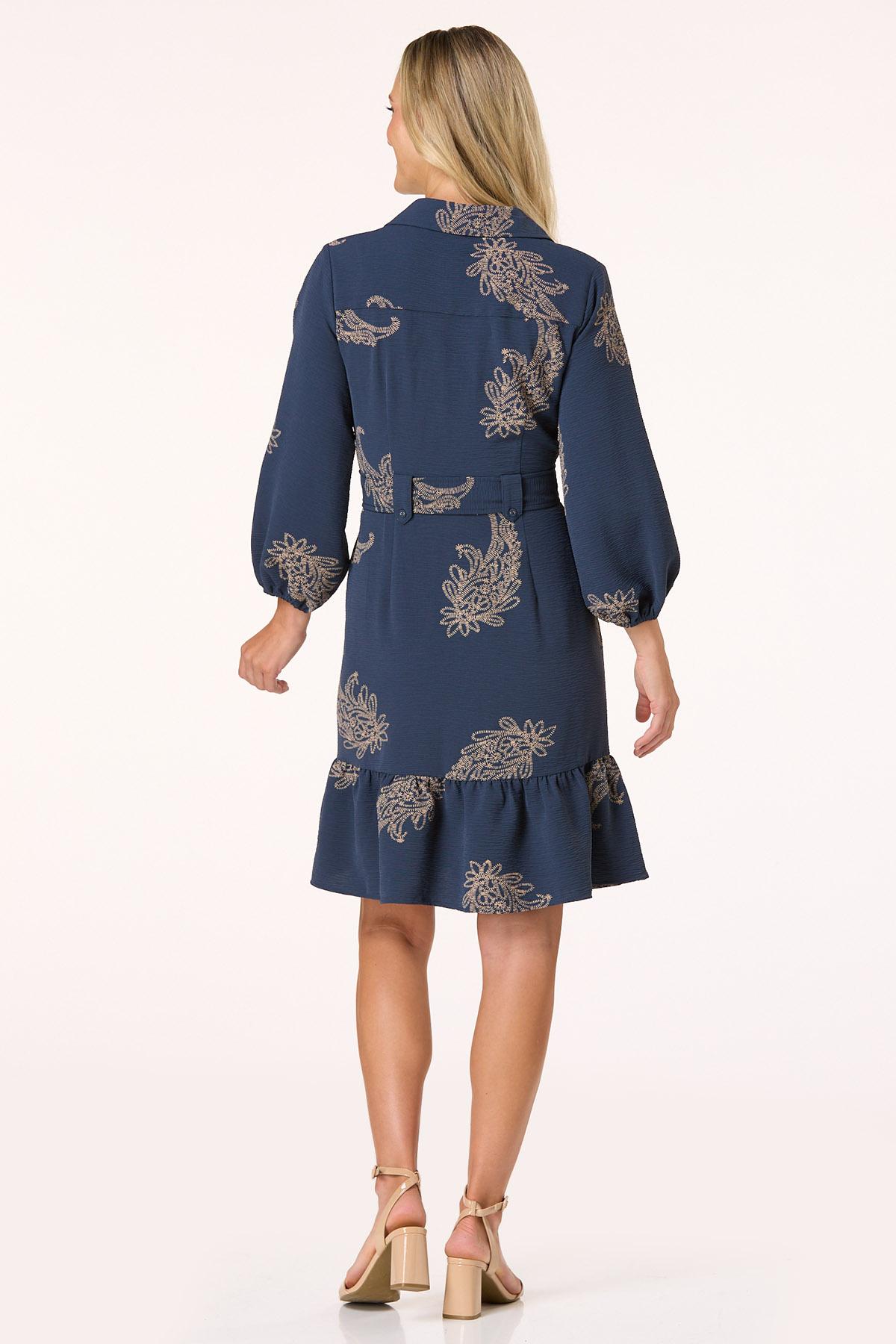  Cato Fashions | Cato Textured Print Belted Shirt Dress
