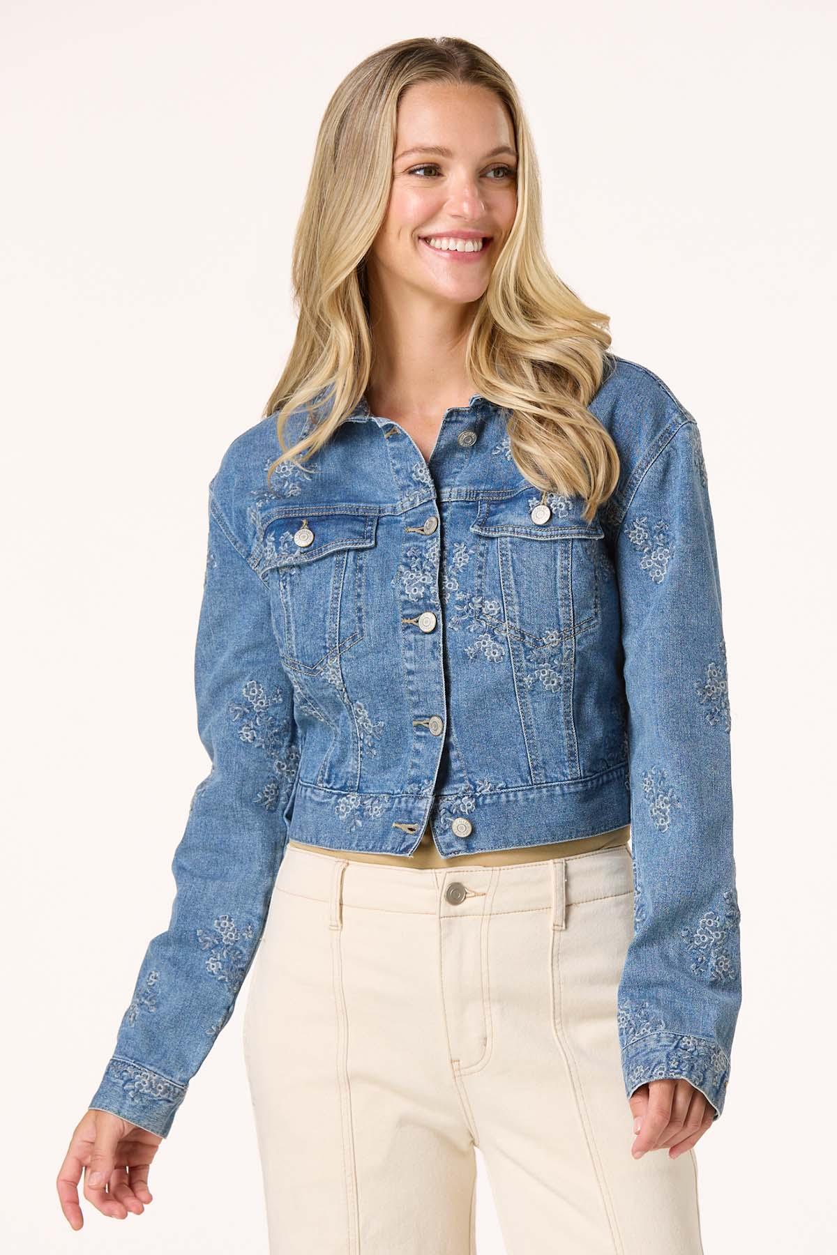 Cato Fashions | Cato Floral Embroidered Denim Jacket