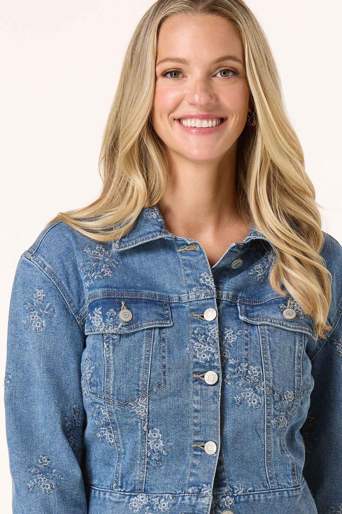 Cato Fashions | Cato Floral Embroidered Denim Jacket