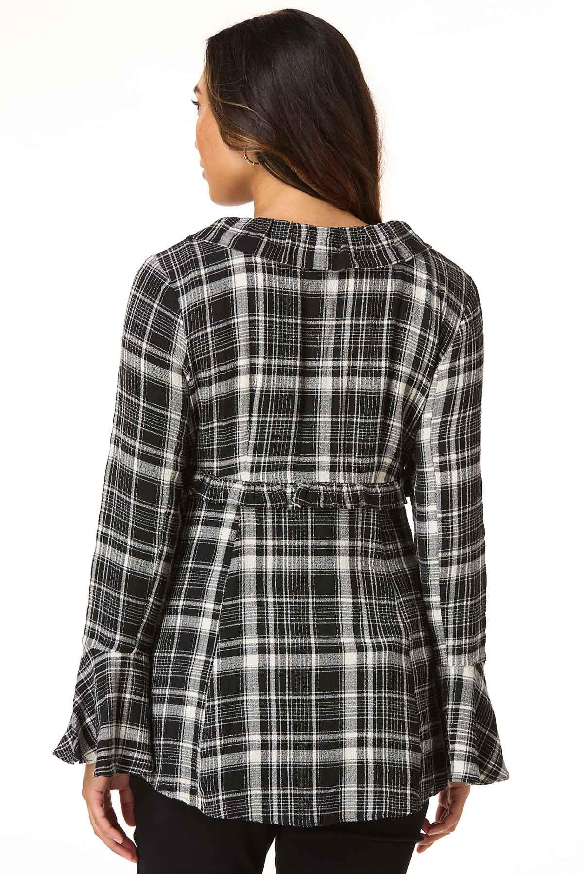  Cato Fashions | Cato Plaid Ruffle Tie Front Topper