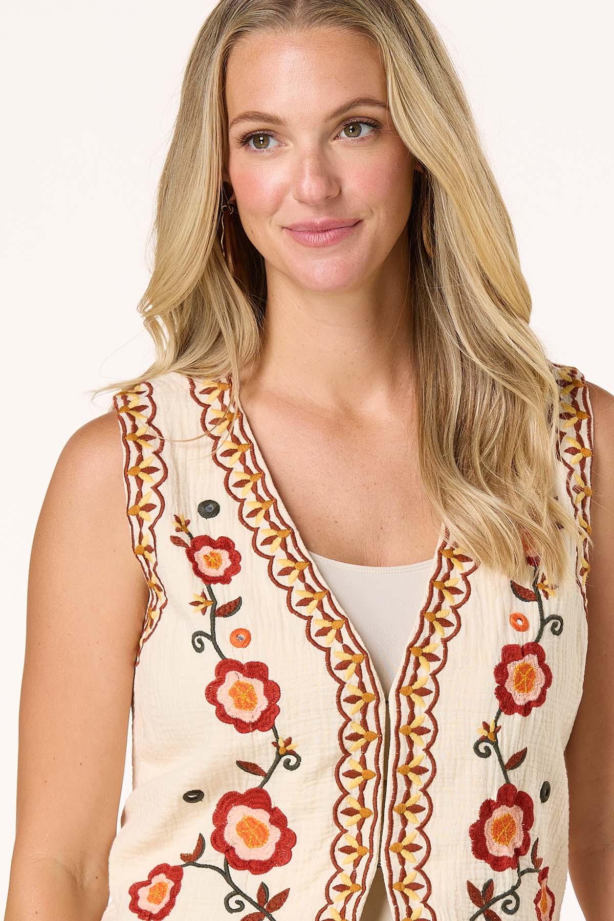  Cato Fashions | Cato Ripple Weave Embroidered Vest