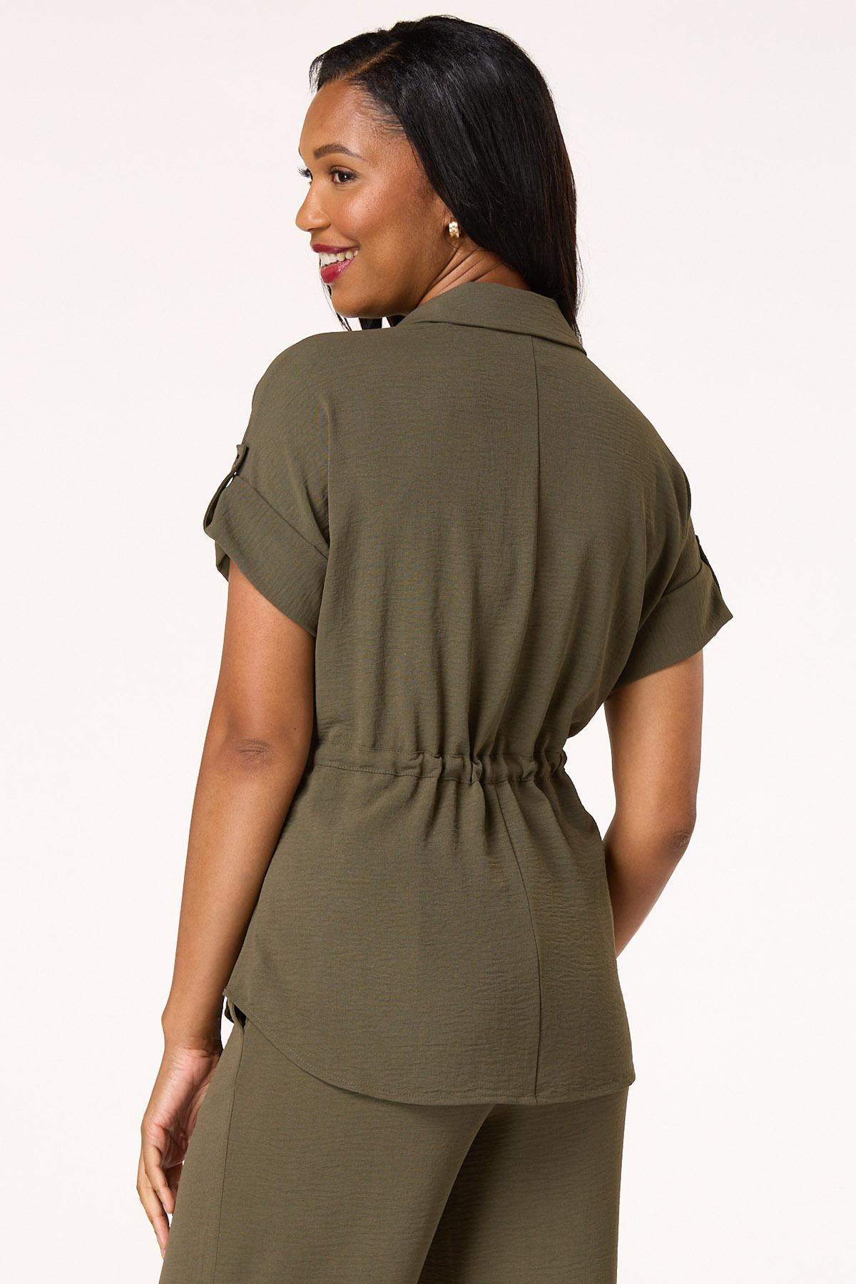 Cato Fashions | Cato Collared Cinched Waist Shirt