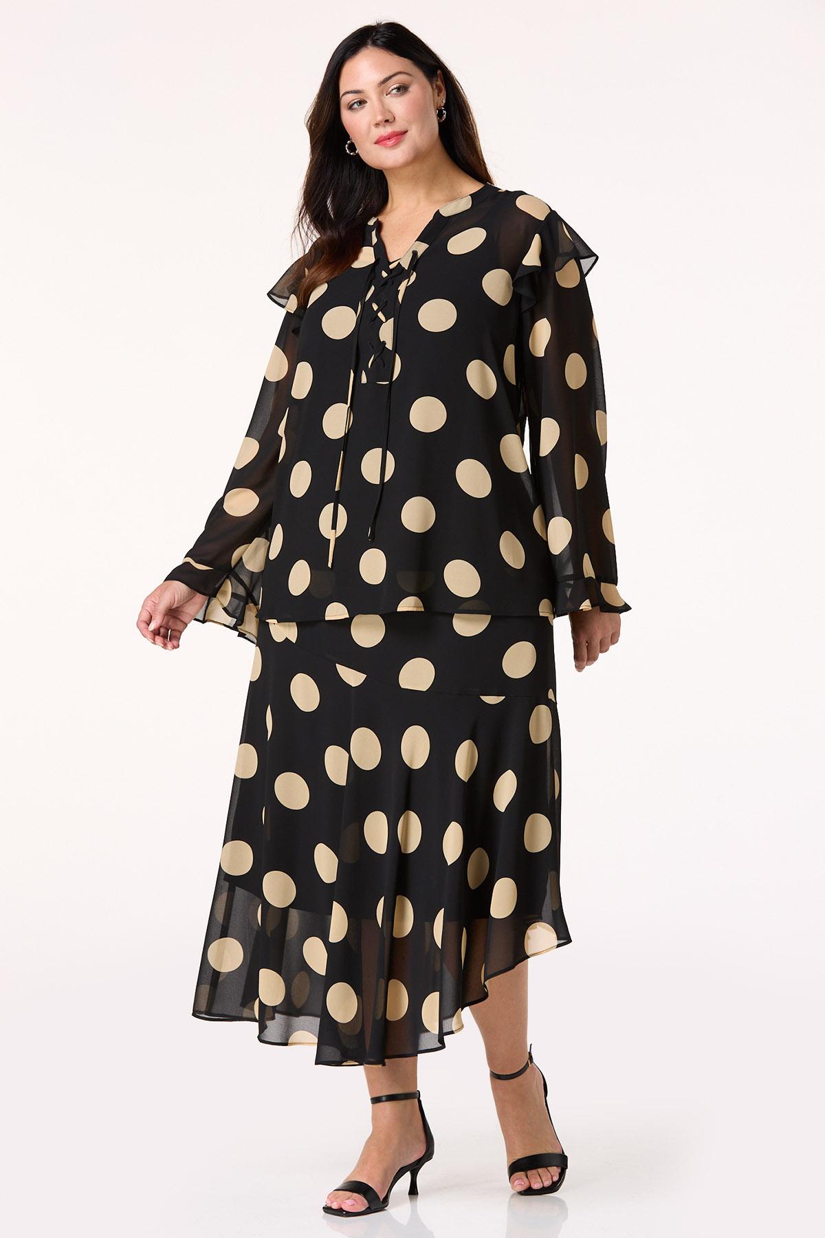  Cato Fashions | Cato Plus Size Lace Up Polka Dot Top