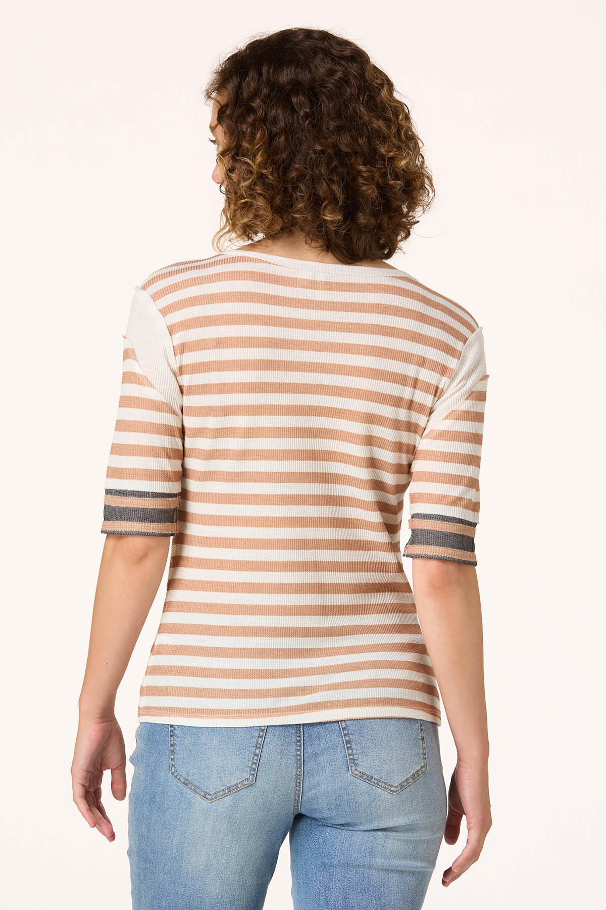  Cato Fashions | Cato Neutral Striped Baseball Top