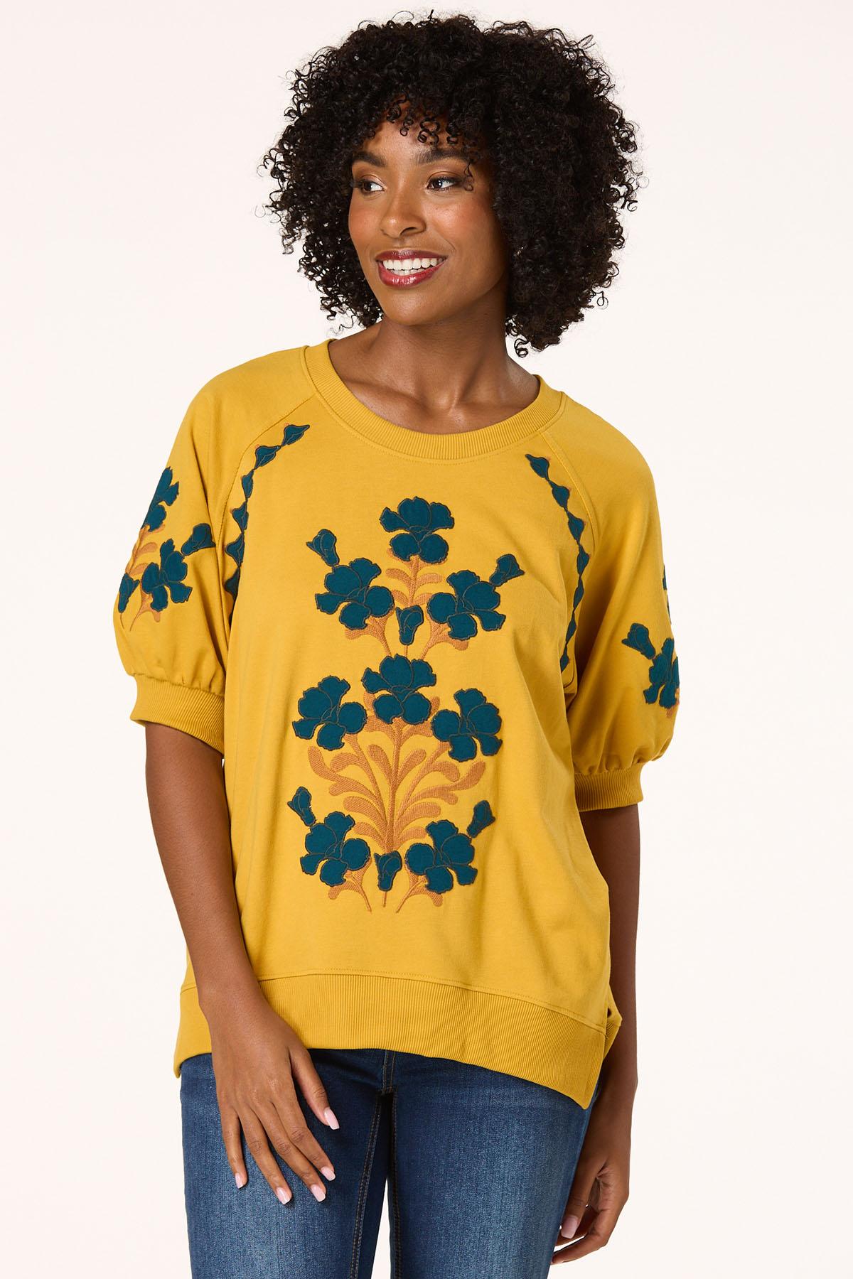  Cato Fashions | Cato Embroidered Golden Sweatshirt