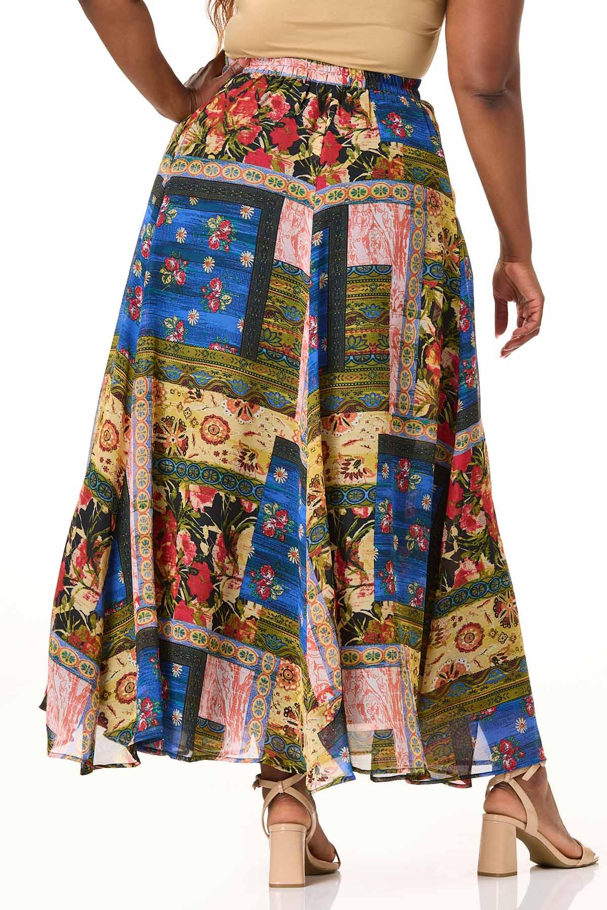  Cato Fashions | Cato Plus Size Patchwork Chiffon Maxi Skirt