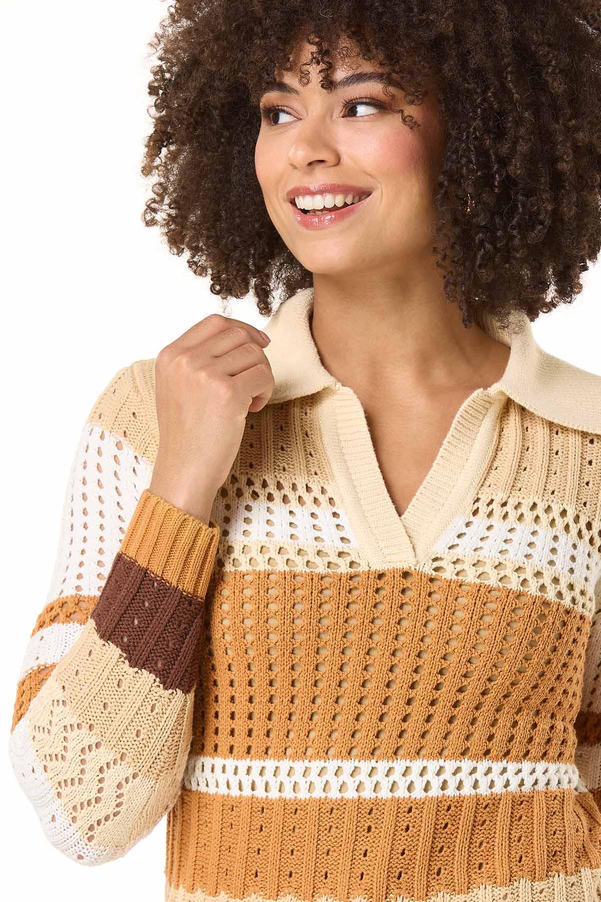  Cato Fashions | Cato Stripe Open Stitch Sweater