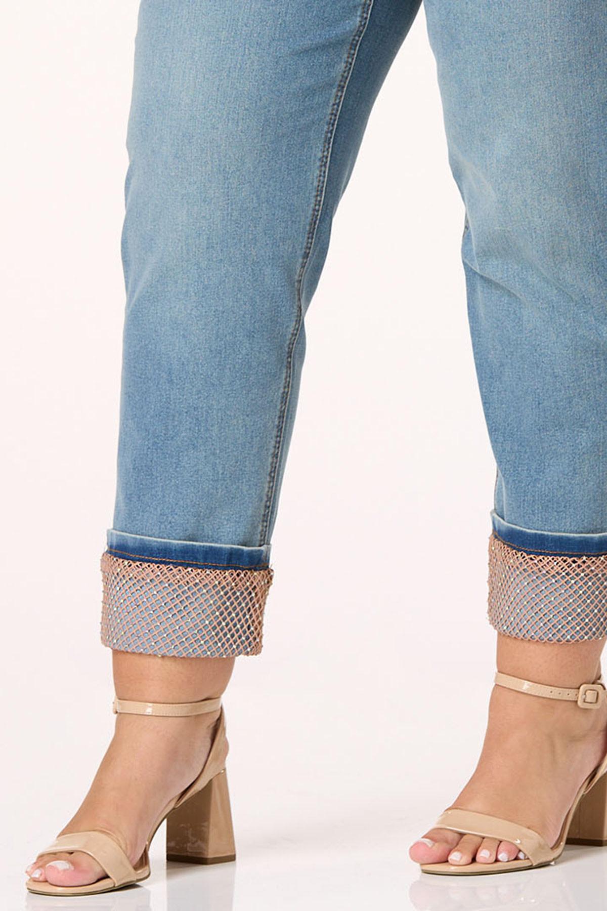  Cato Fashions | Cato Plus Size Rhinestone Mesh Cuffed Jeans