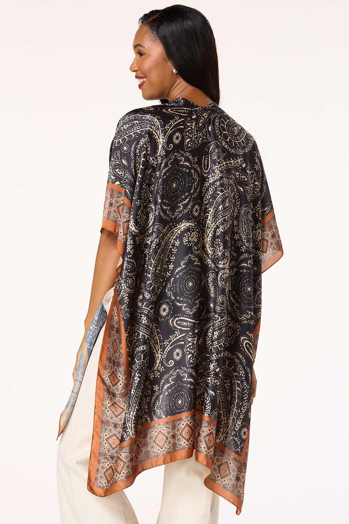  Cato Fashions | Cato Paisley Border Print Silky Kimono