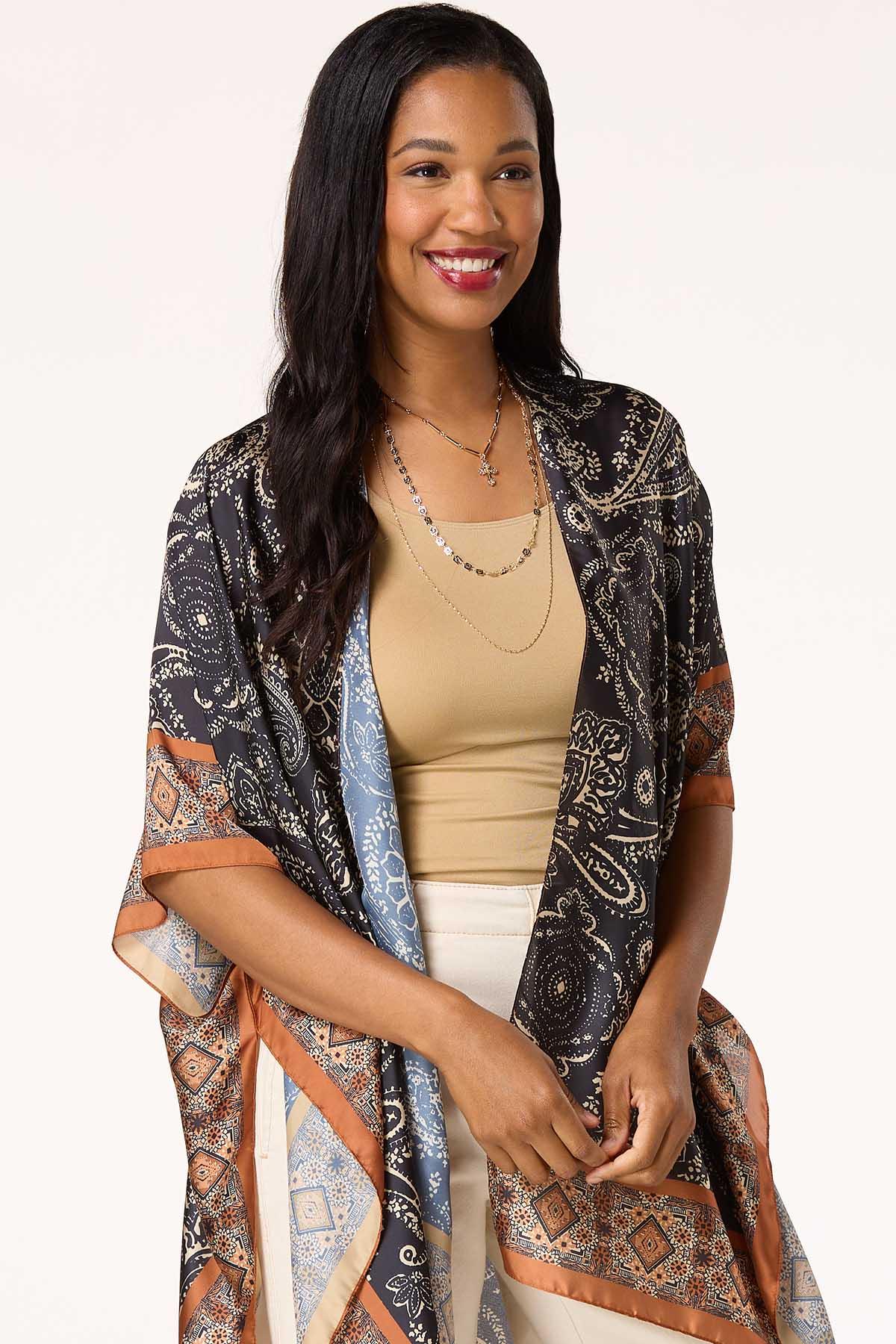  Cato Fashions | Cato Paisley Border Print Silky Kimono