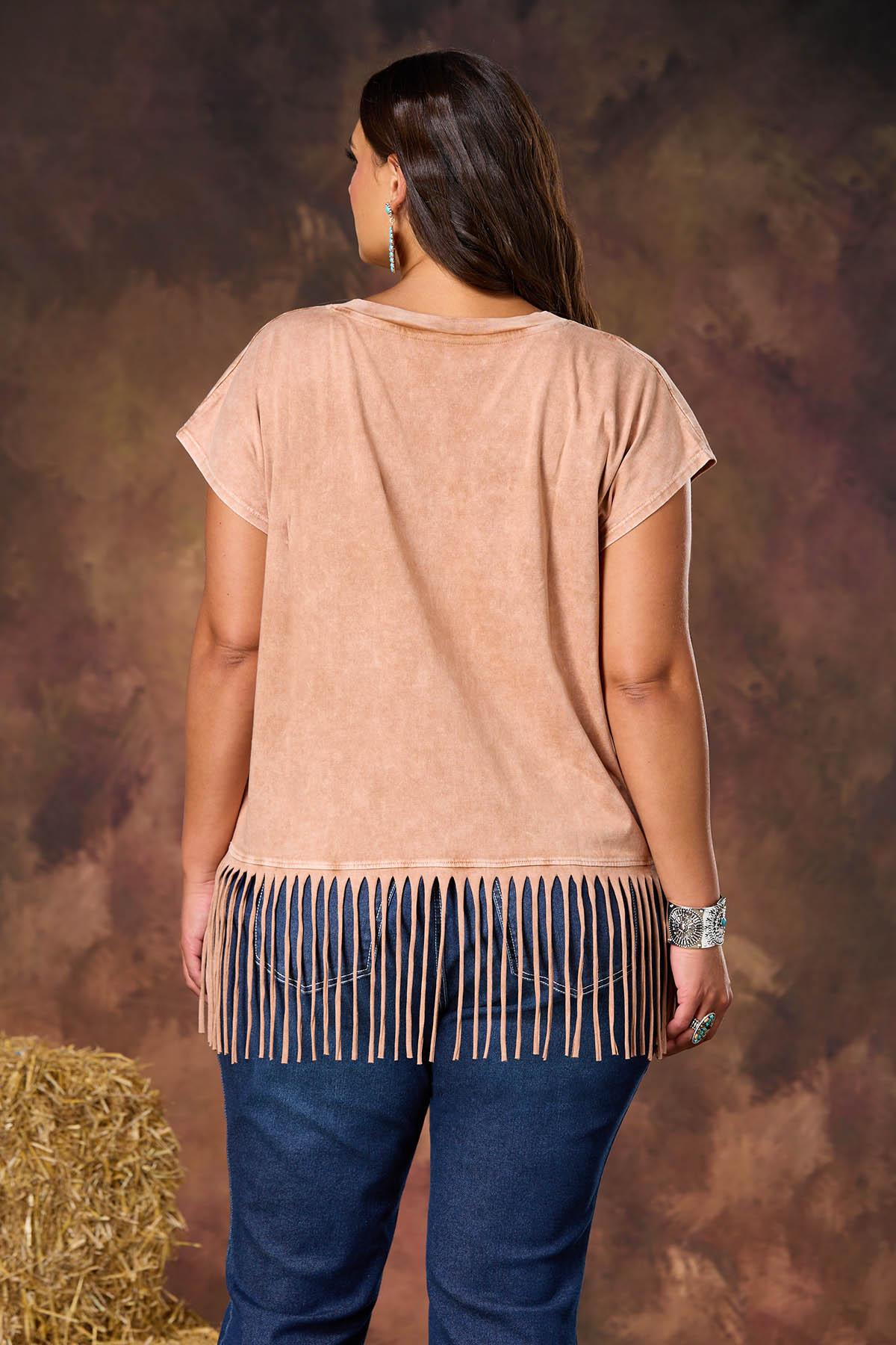  Cato Fashions | Cato Plus Size Stud Fringe Trim Tee