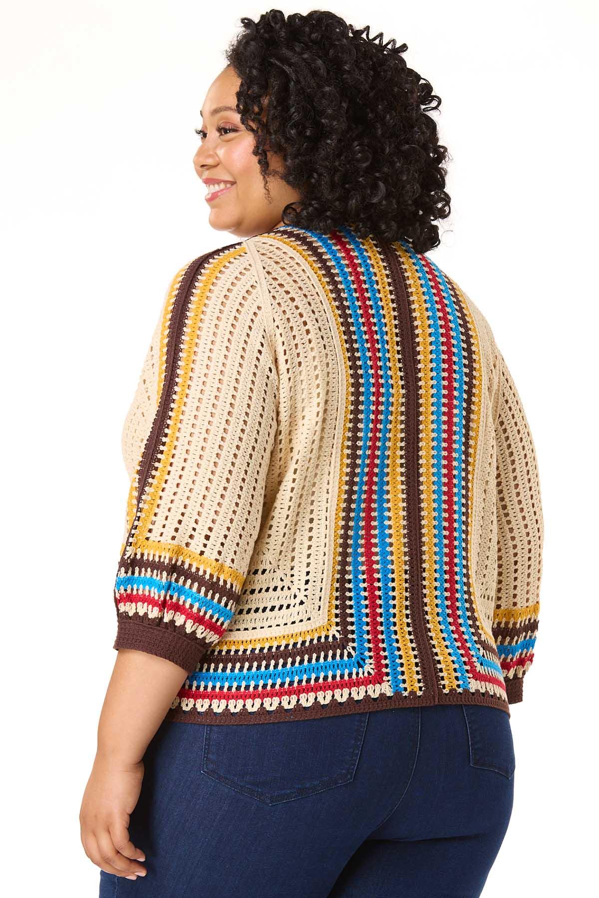  Cato Fashions | Cato Plus Size Single Button Crochet Cardigan
