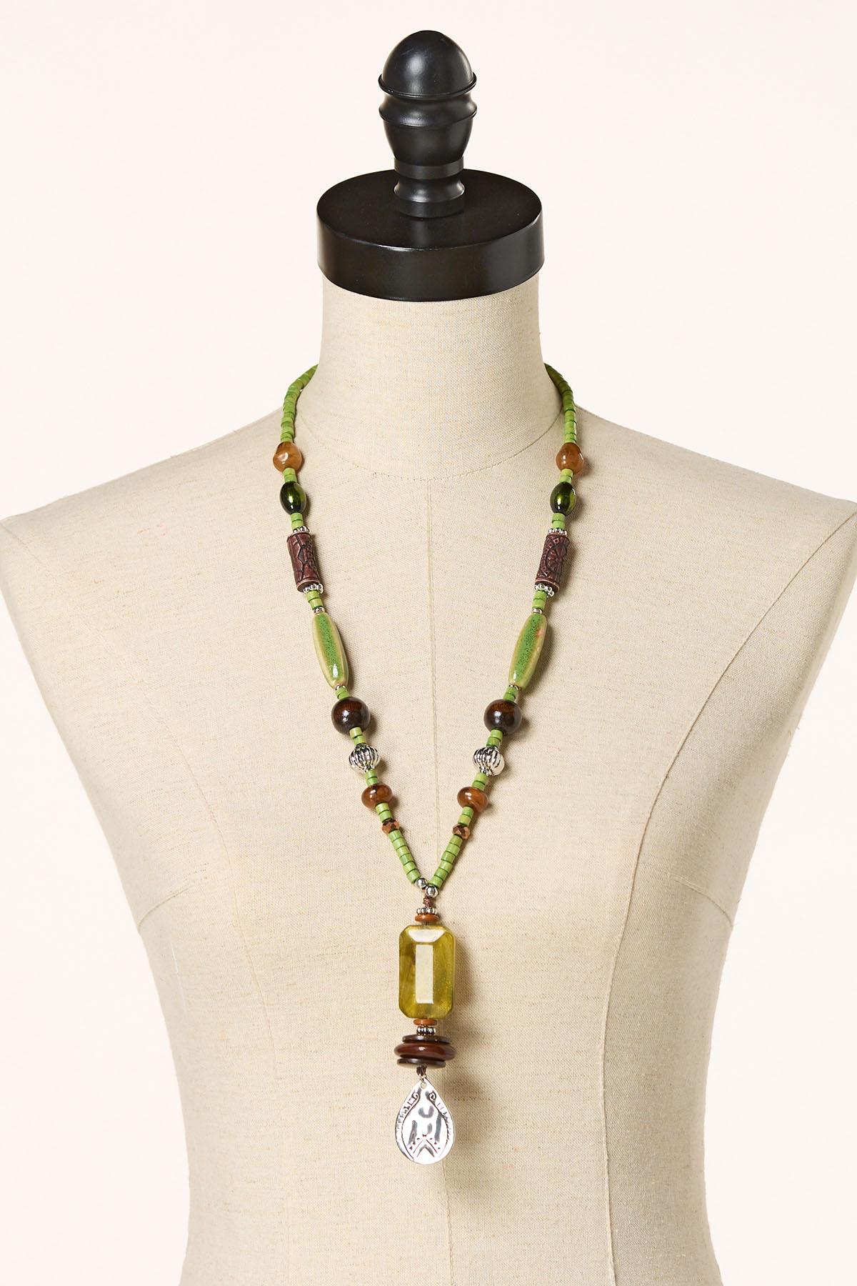  Cato Fashions | Cato Wood Mixed Bead Long Necklace