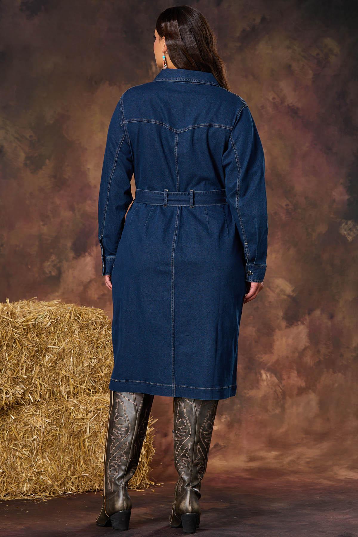 Cato Fashions | Cato Plus Size Belted Tie Waist Denim Dress