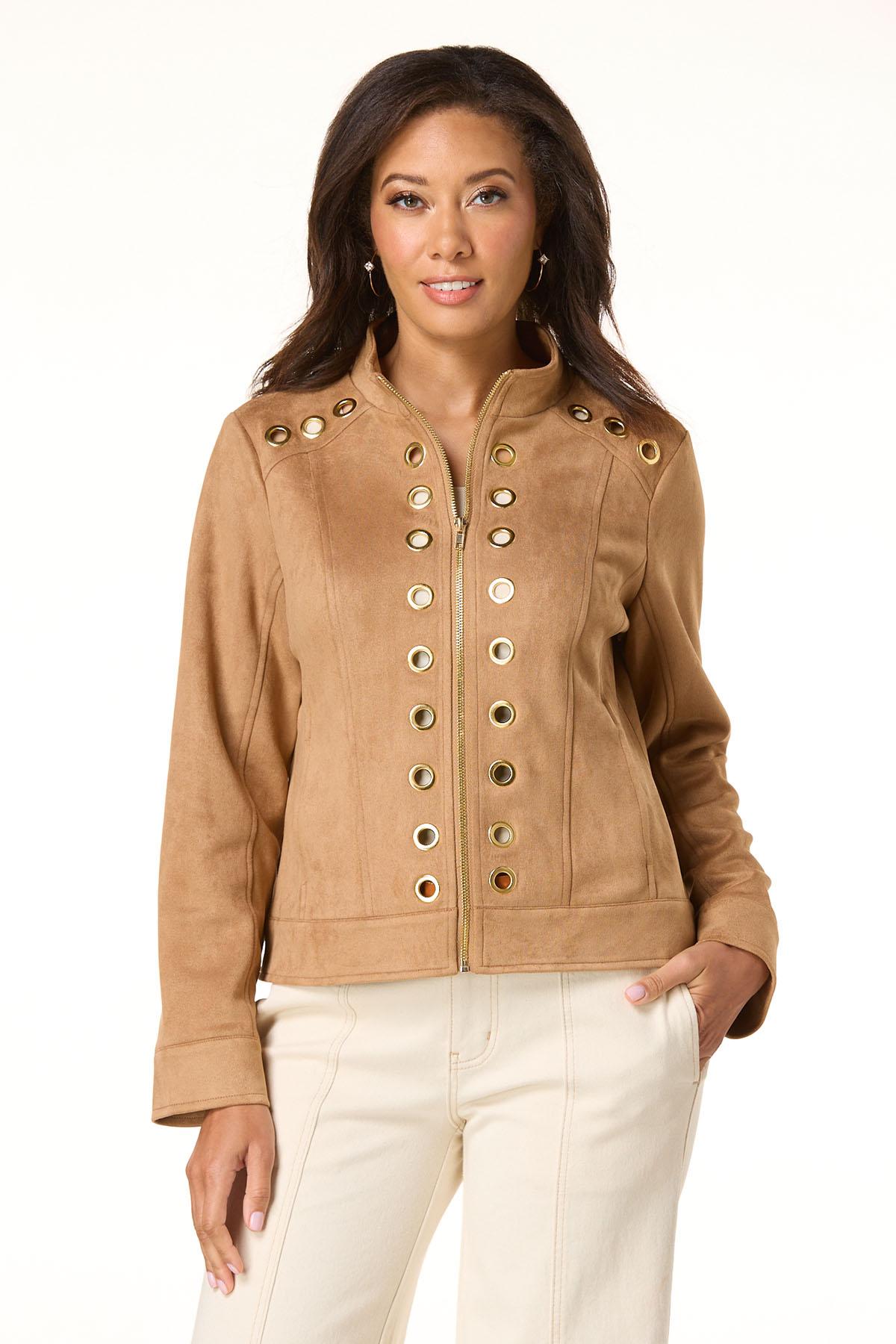  Cato Fashions | Cato Faux Suede Grommet Jacket