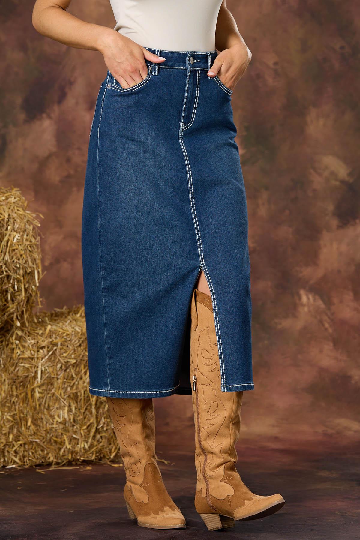Cato Fashions | Cato Rhinestone Back Pocket Denim Skirt